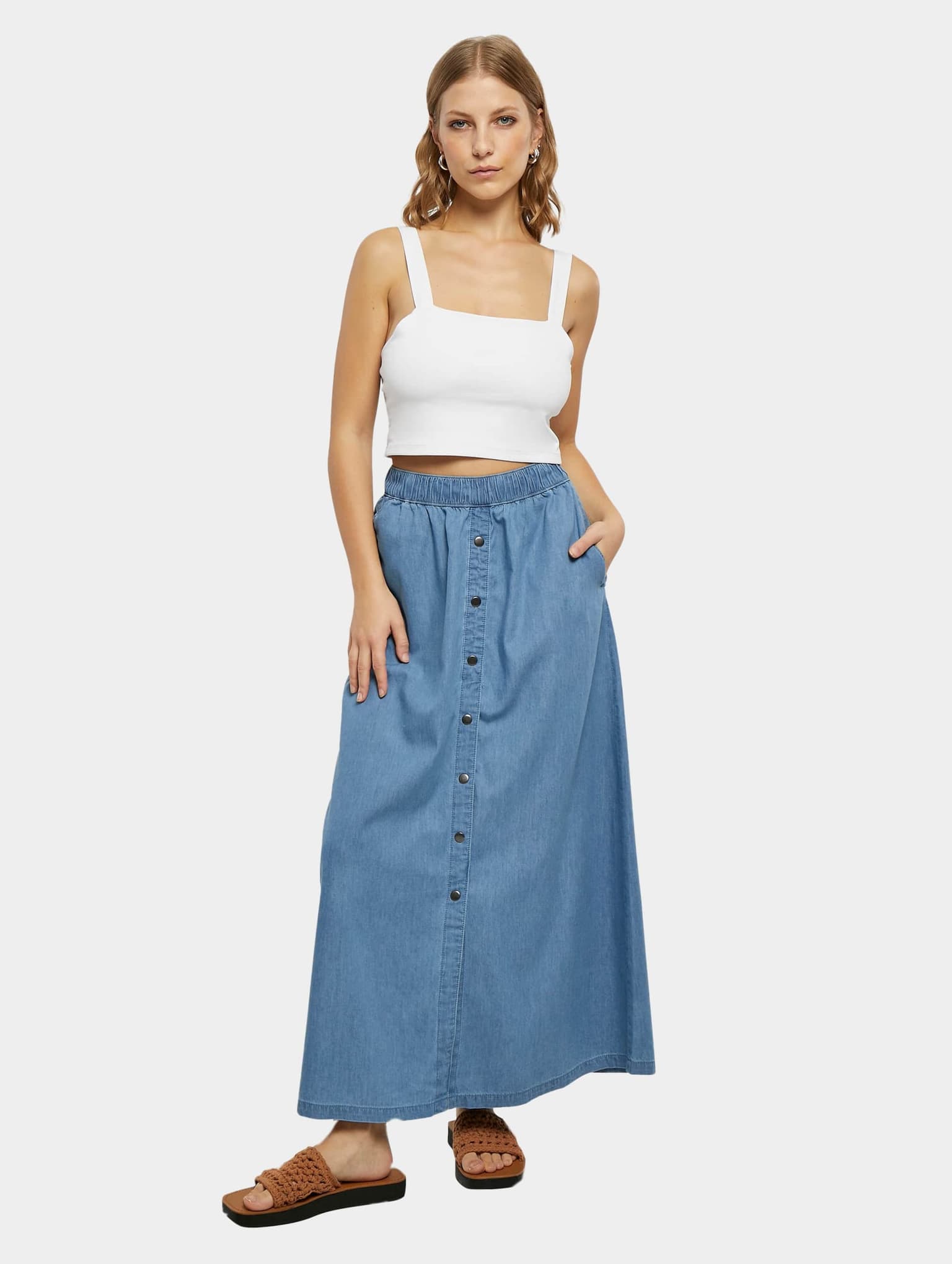 Urban Classics Ladies Long Wide Light Denim Skirt – Bild 4