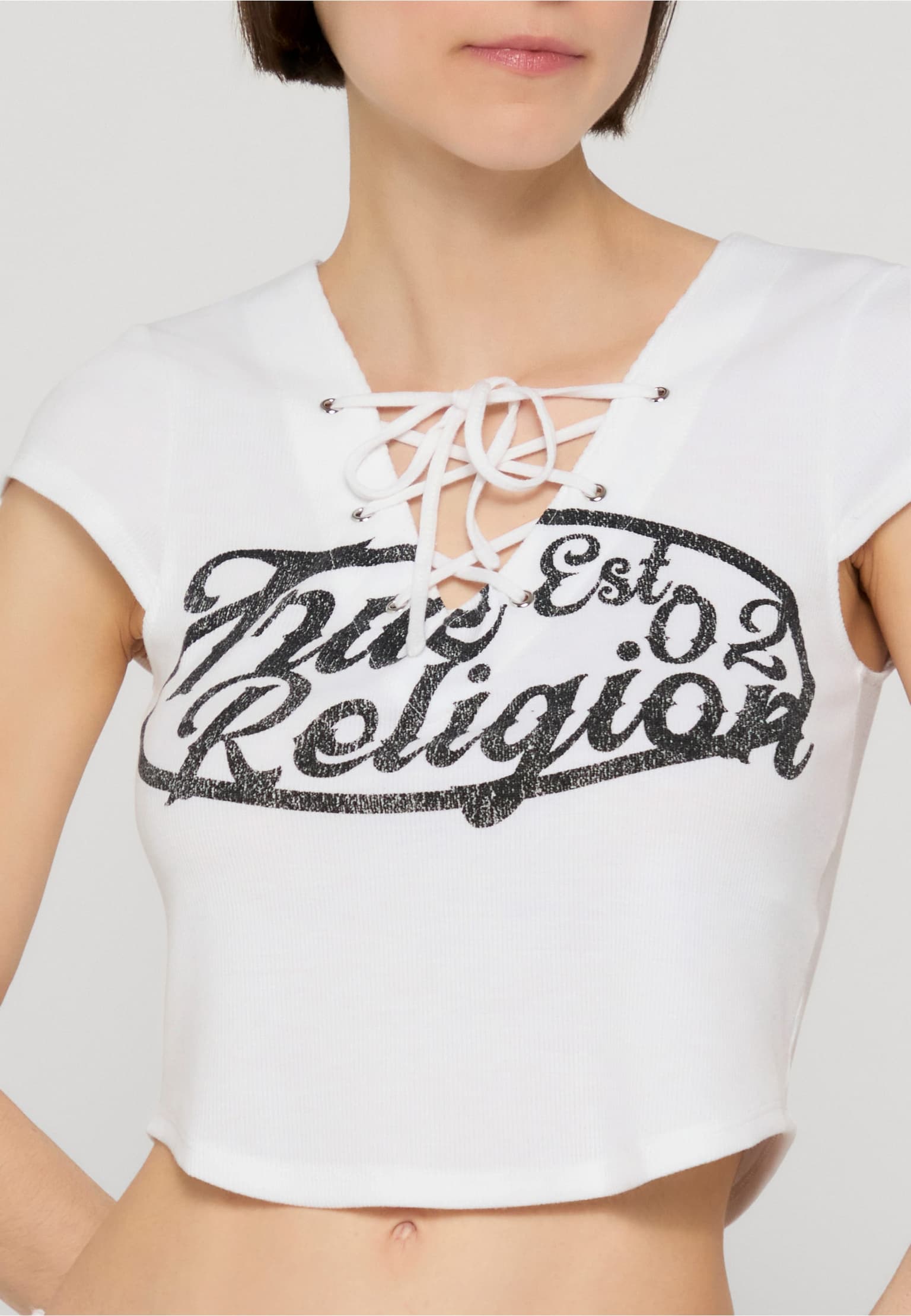True Religion LACE UP CAP SLVS RIB TOP – Bild 3
