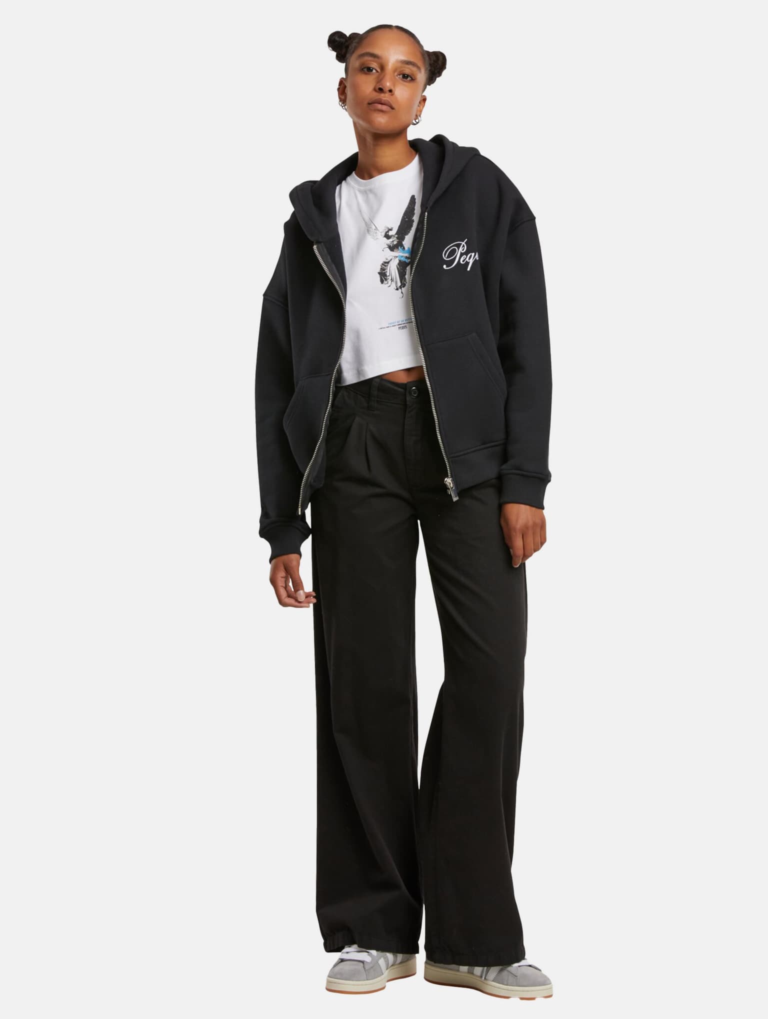 PEQUS Cropped Handwritten Logo Zip Hoodie – Bild 4