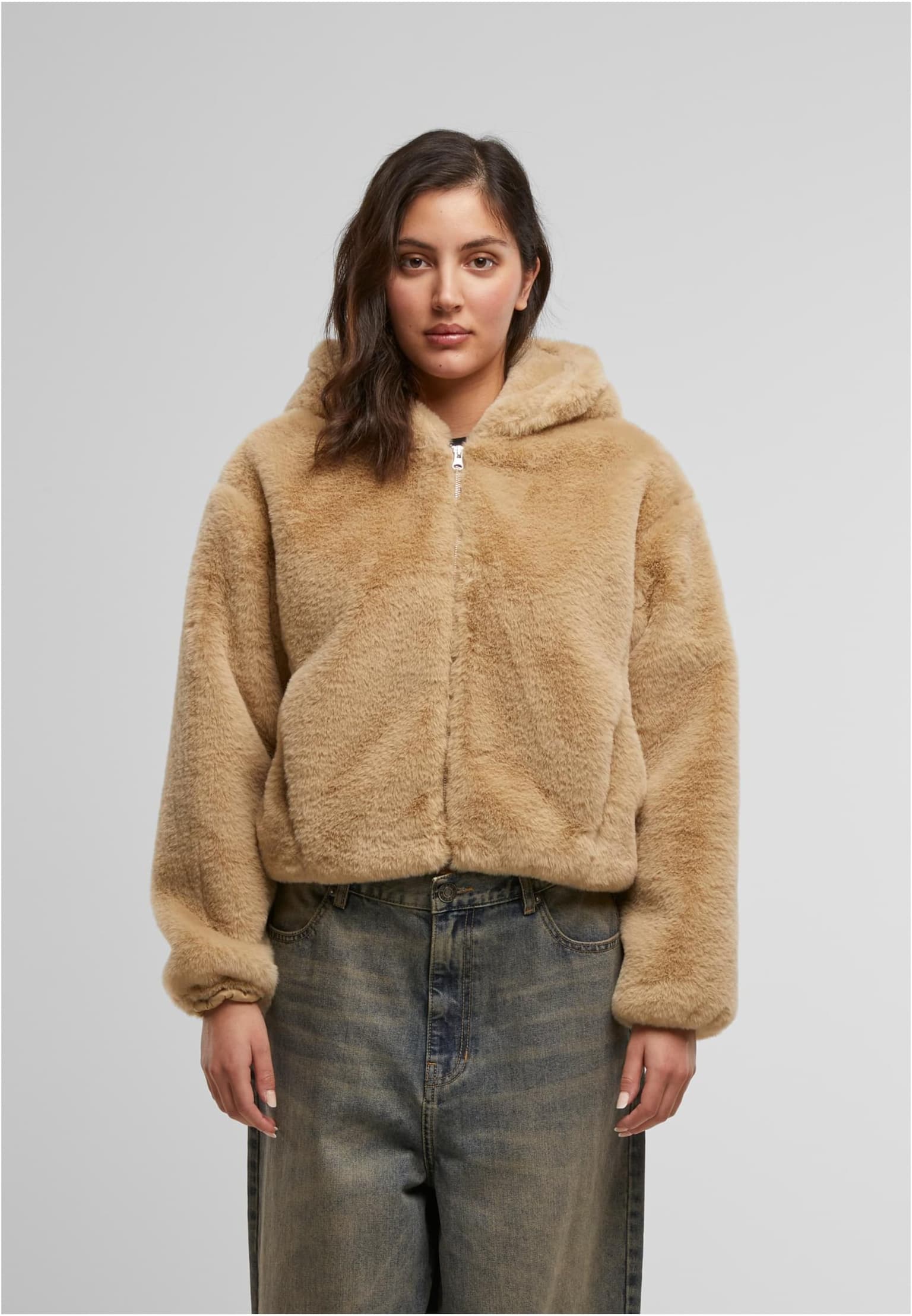 Urban Classics Ladies Full Zip Faux Fur Hoodie – Bild 3