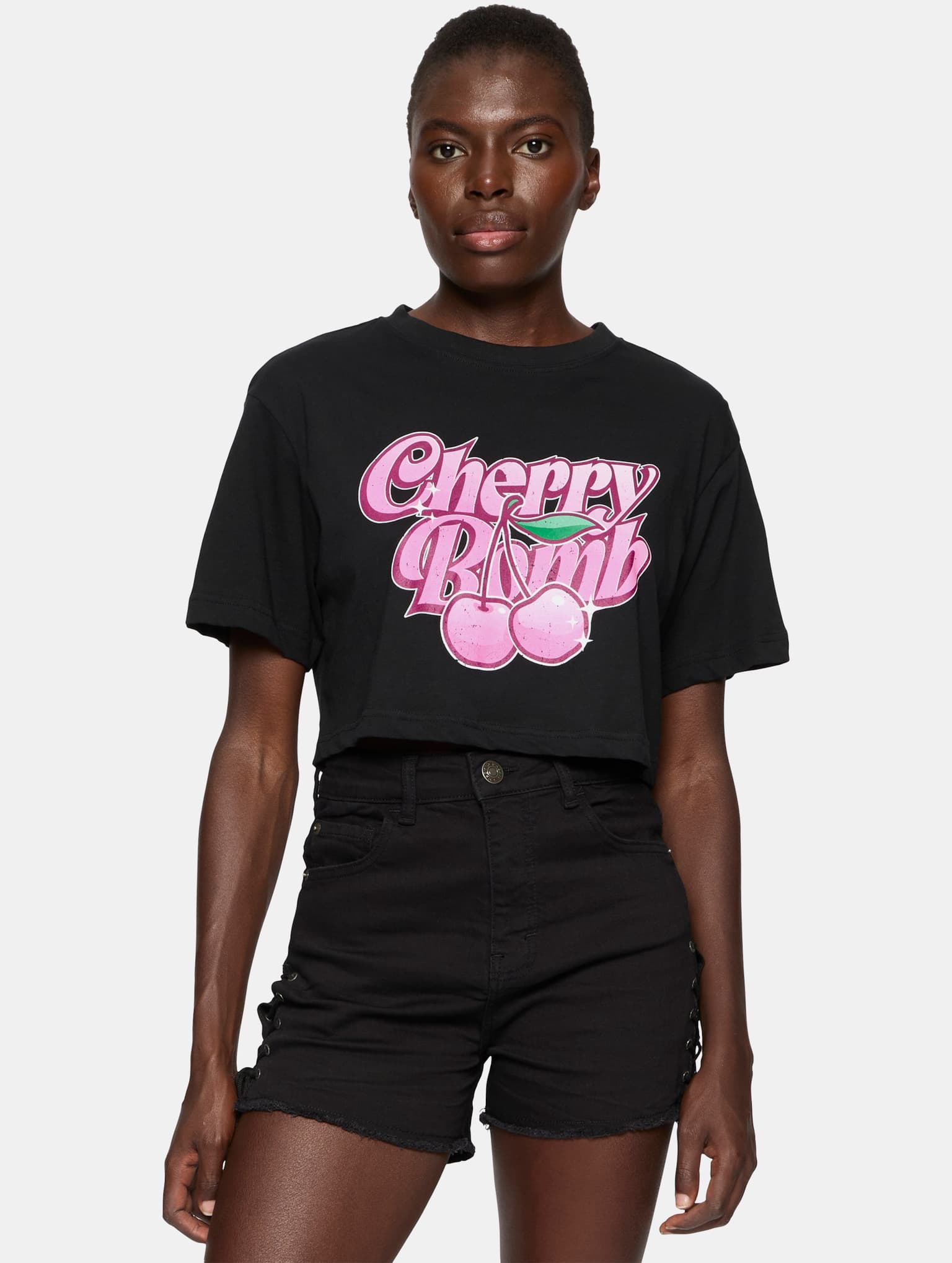 Miss Tee Cherry Bomb Ladies Short Overized