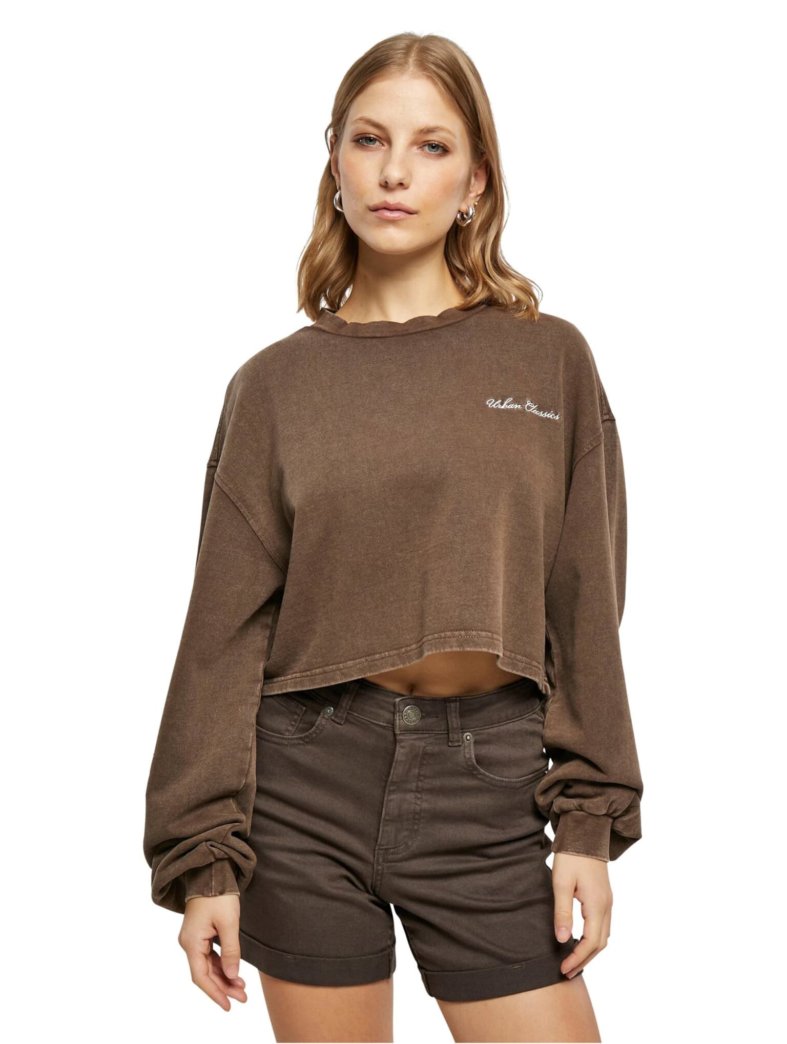 Urban Classics Ladies Cropped Small Embroidery Terry Crewneck – Bild 4