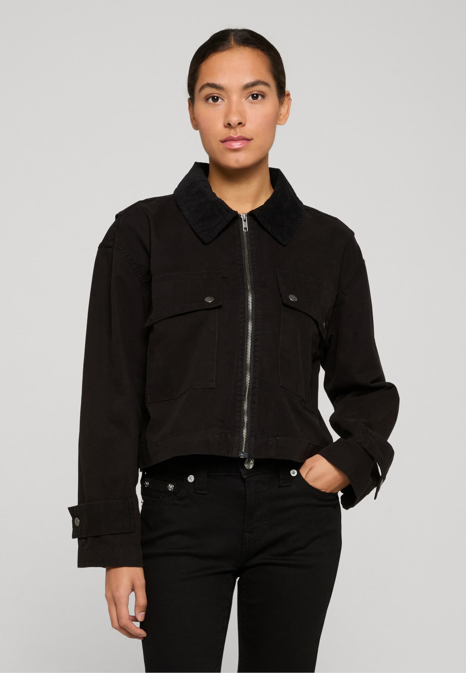 Urban Classics Ladies Workwear Cropped Cotton Jacket