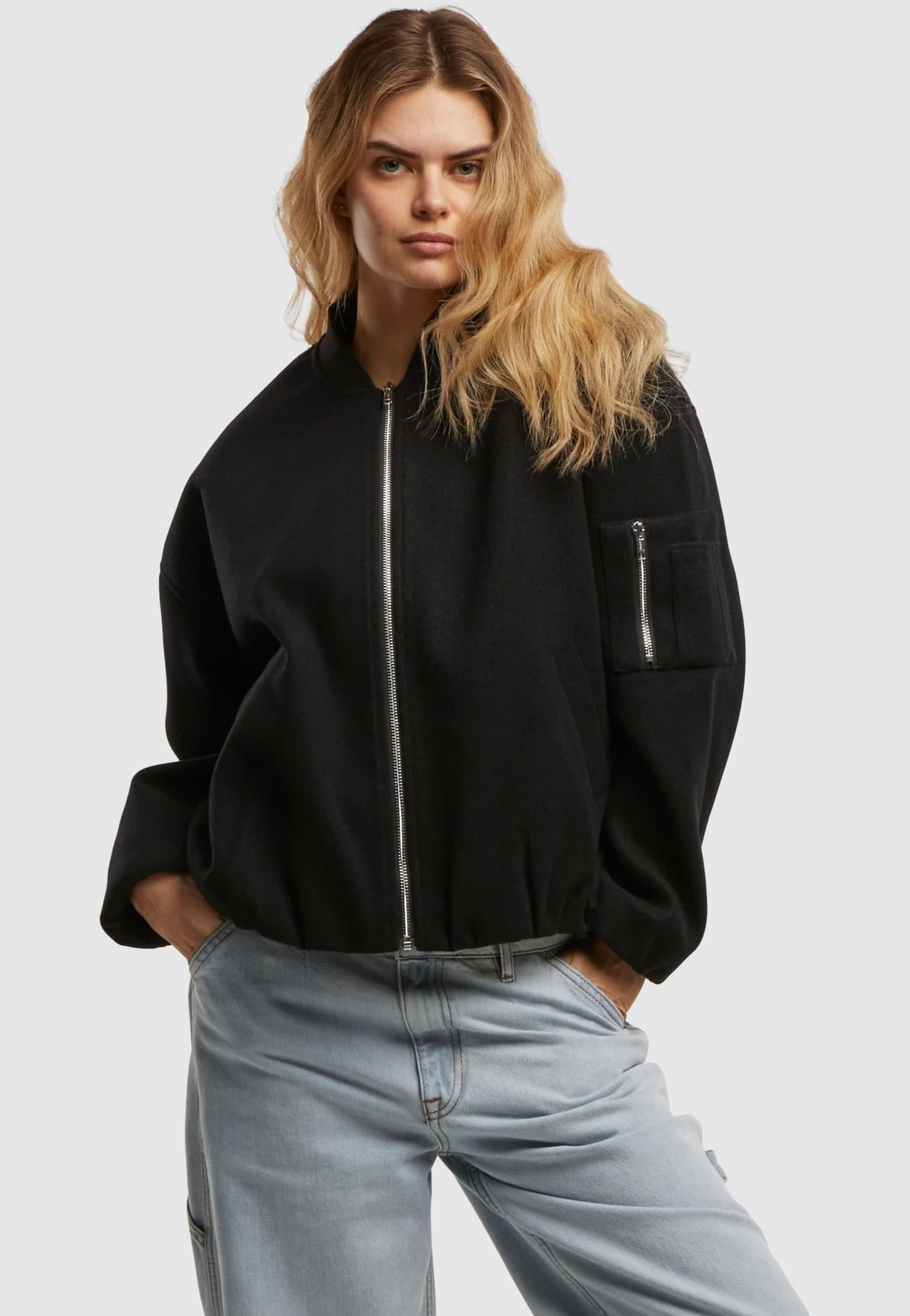 Urban Classics Ladies Faux Wool Bomber Jacket
