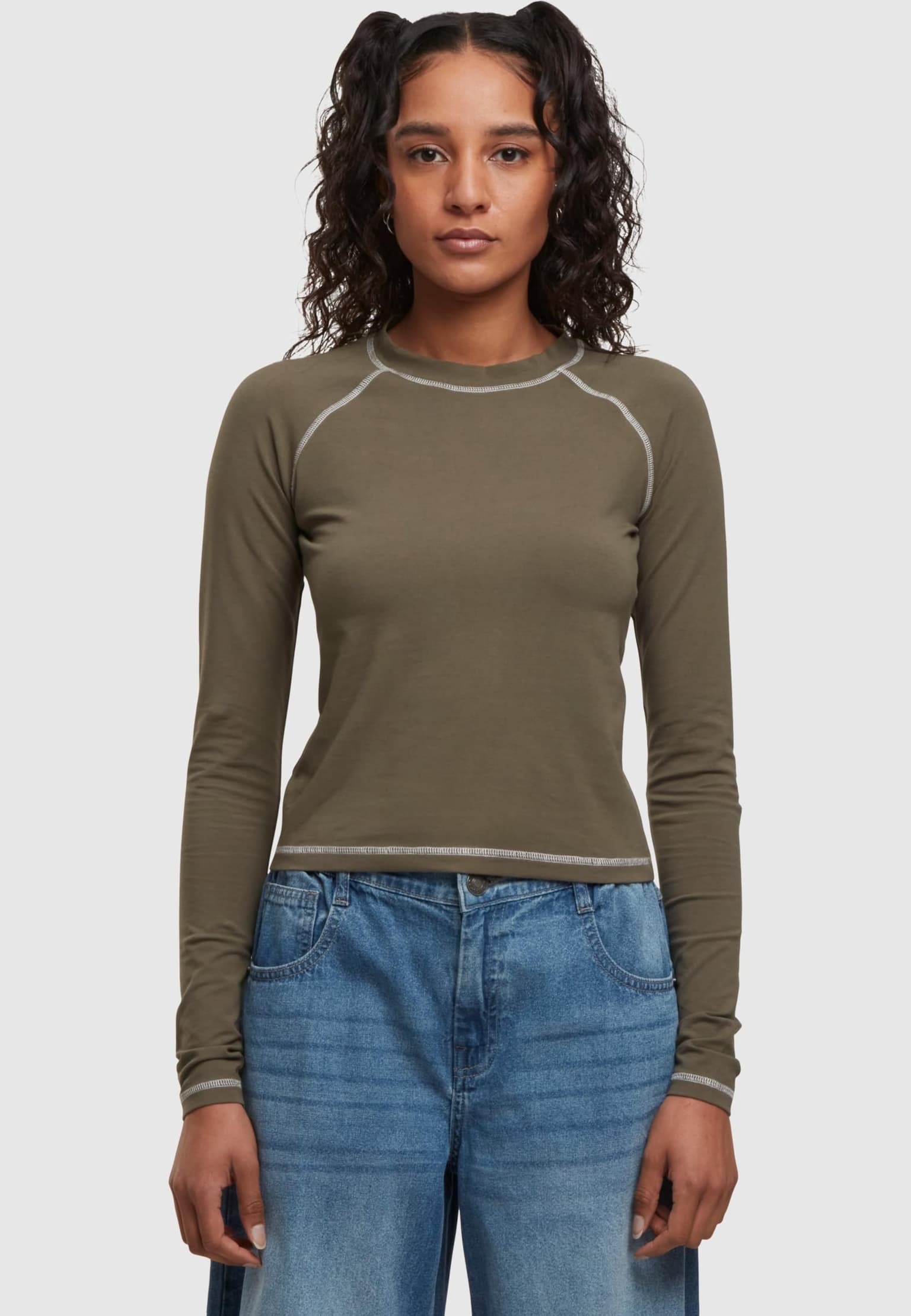 Urban Classics Ladies Contrast Jersey Longsleeve – Bild 3