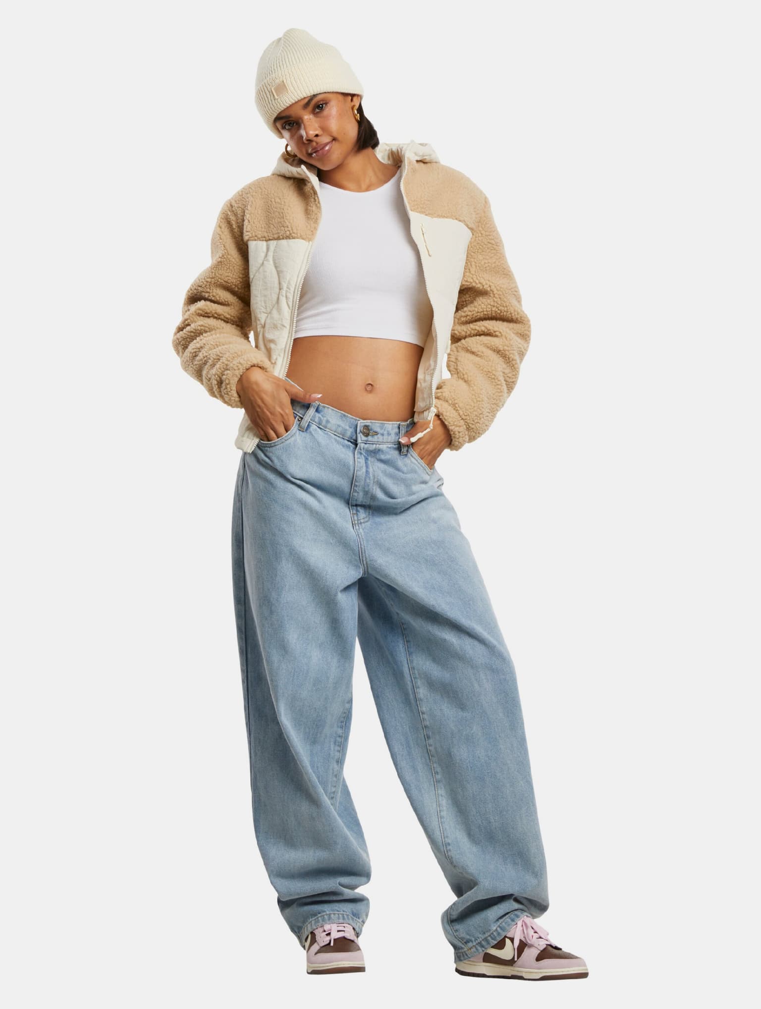 Urban Classics Ladies Sherpa Crinkle Nylon Mix Übergangsjacke – Bild 4