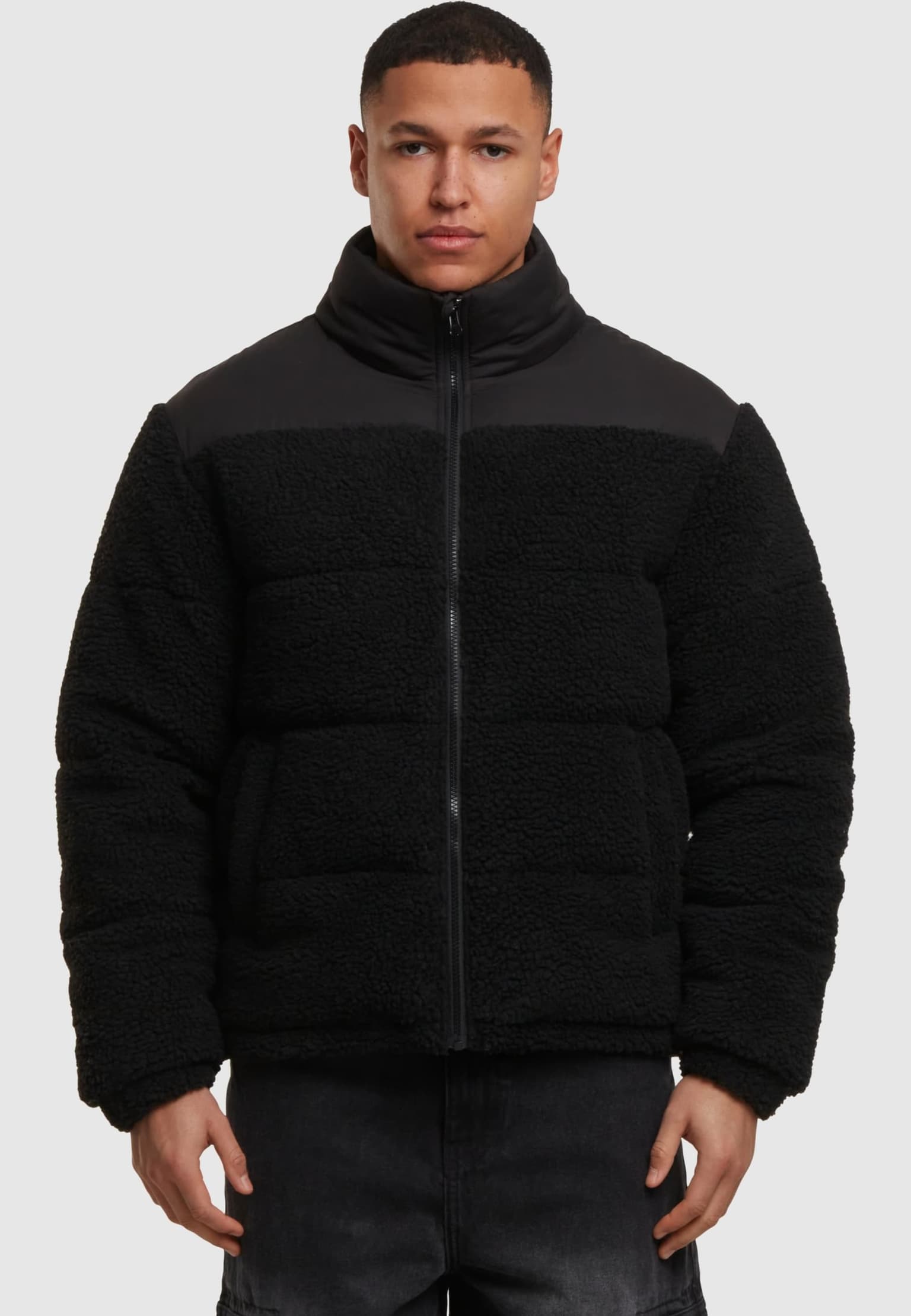Urban Classics Fabric Mix Teddy Puffer Jacket – Bild 3