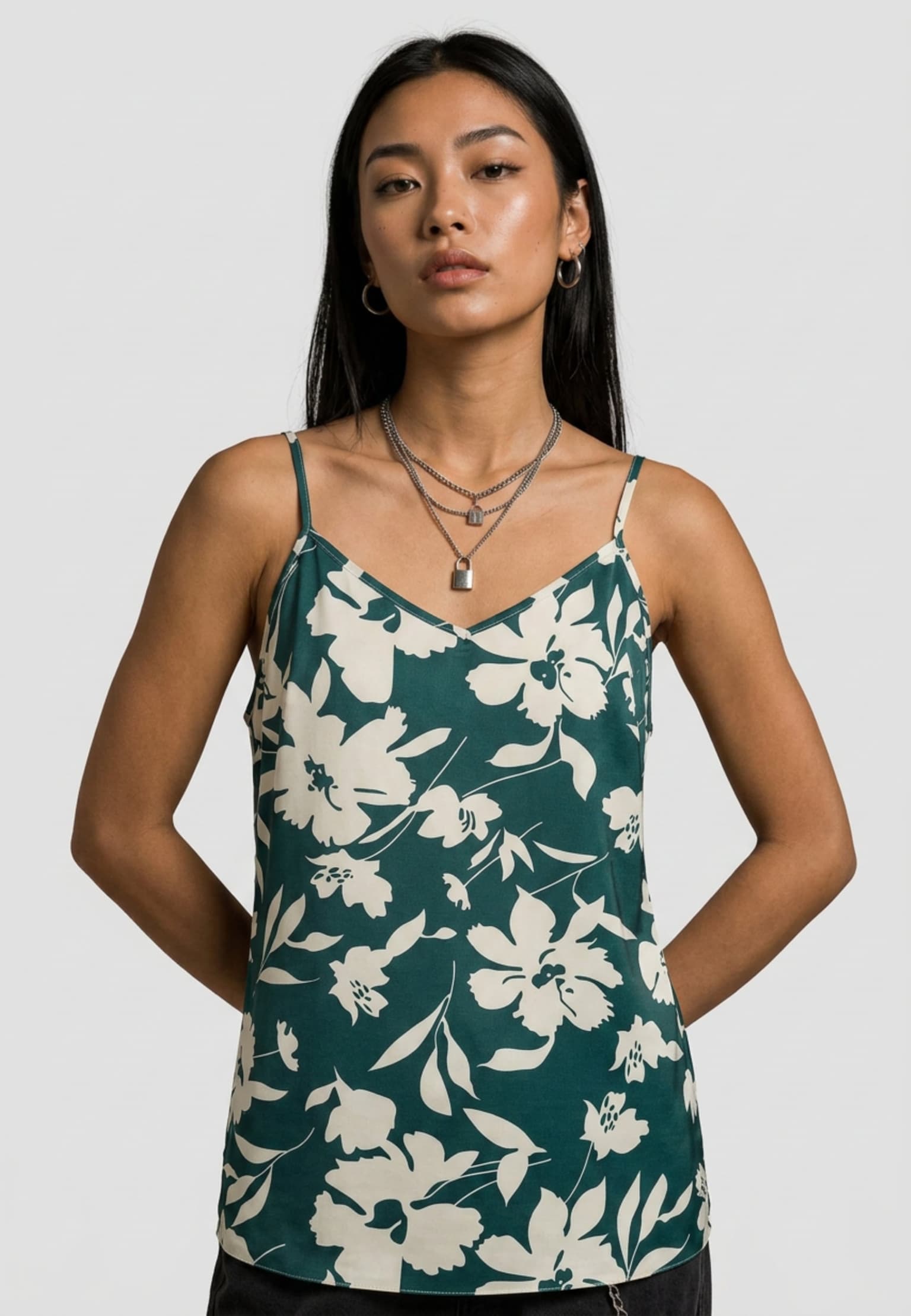 Cloud5ive Träger Top Floral Print petrol-beige