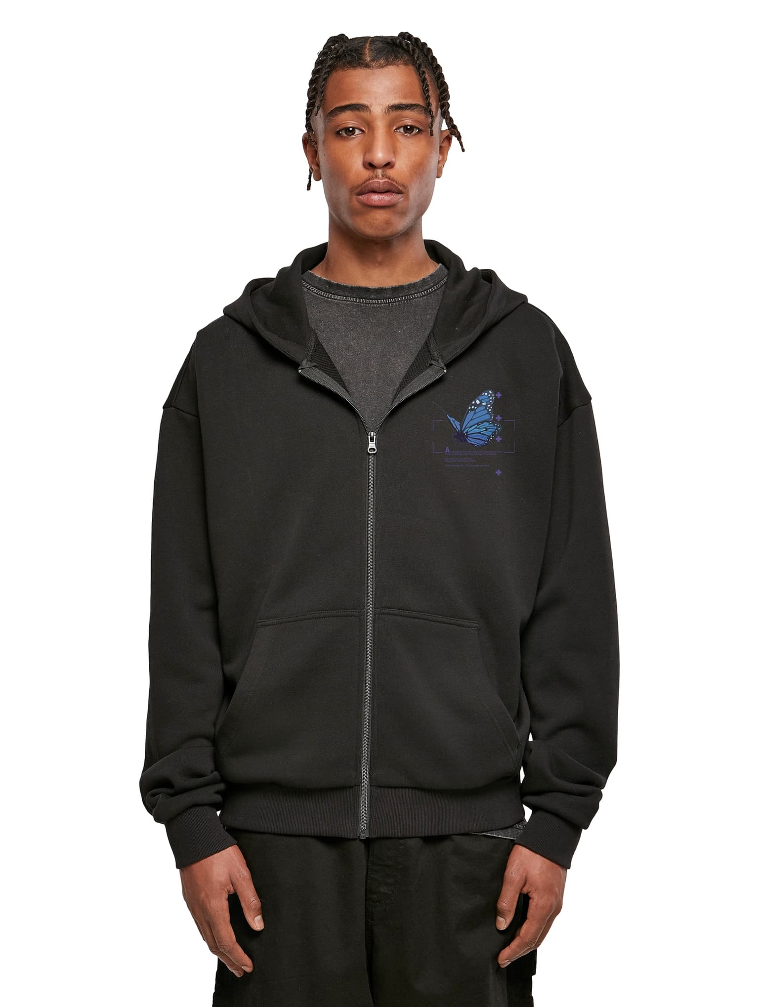 Mister Tee Upscale Grid Head Butterfly Oversize Zip Hoody – Bild 4