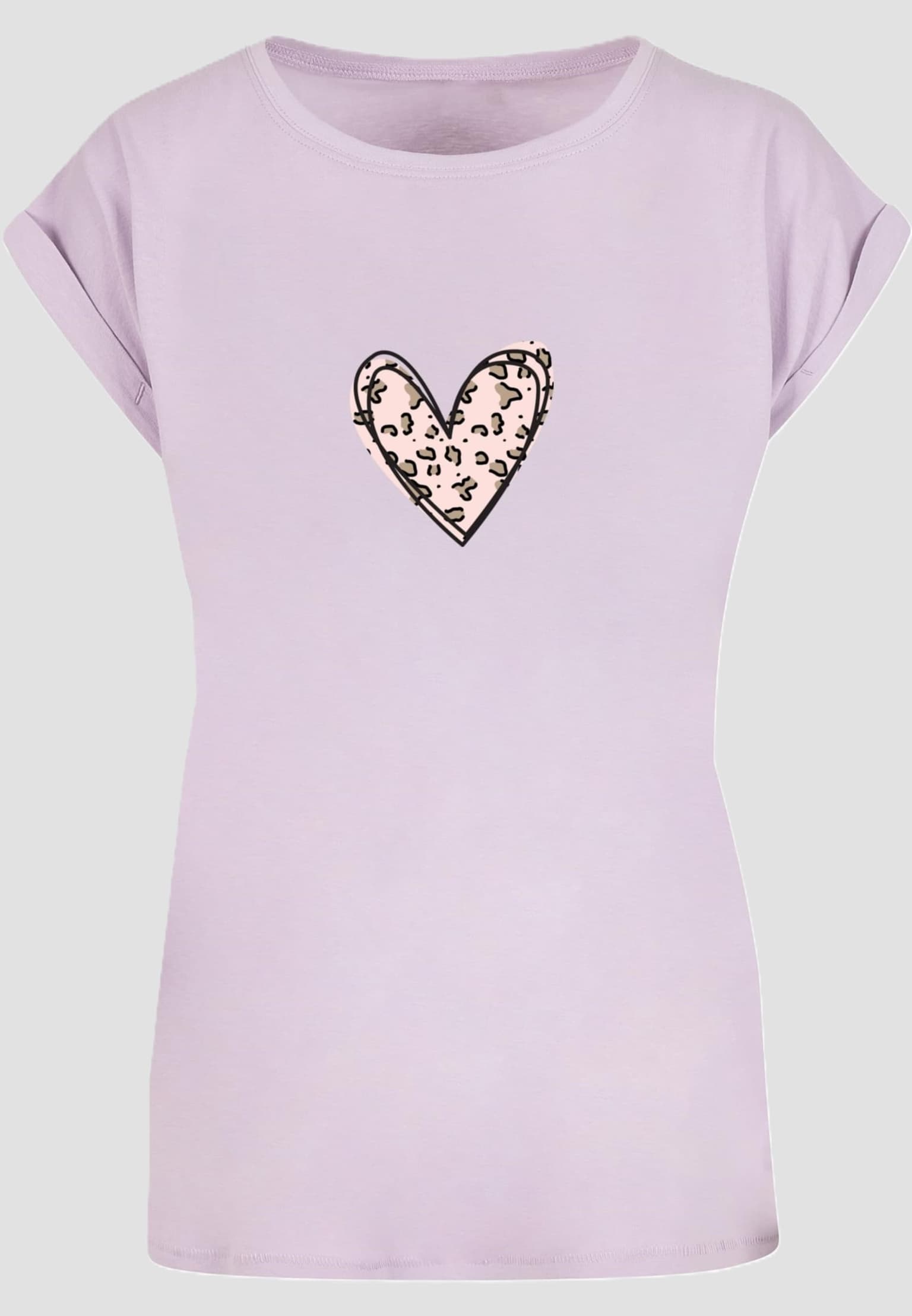 Merchcode Ladies Valentines Day - Leopard Heart Extended Shoulder Tee – Bild 3