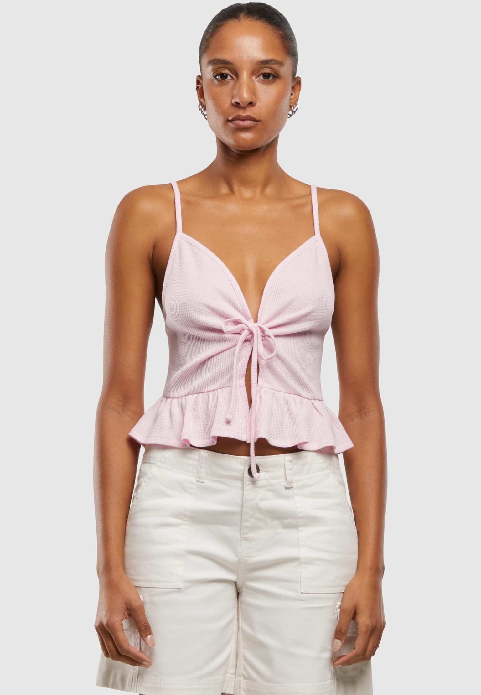 Urban Classics Ladies Waffle Pique Ruffle Top – Bild 3