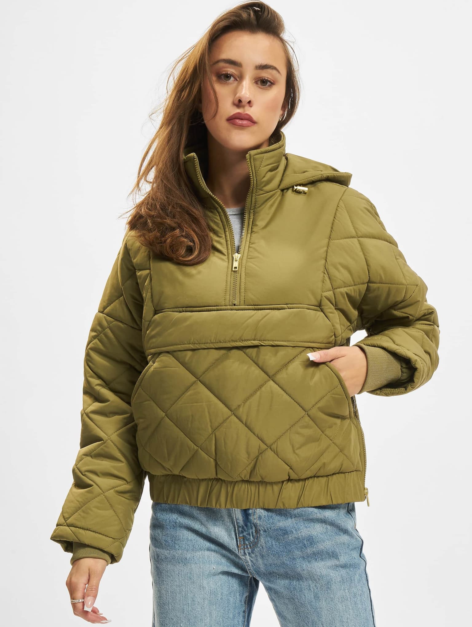 Urban Classics Ladies Oversized Diamond Quilted Pull Over Jacket