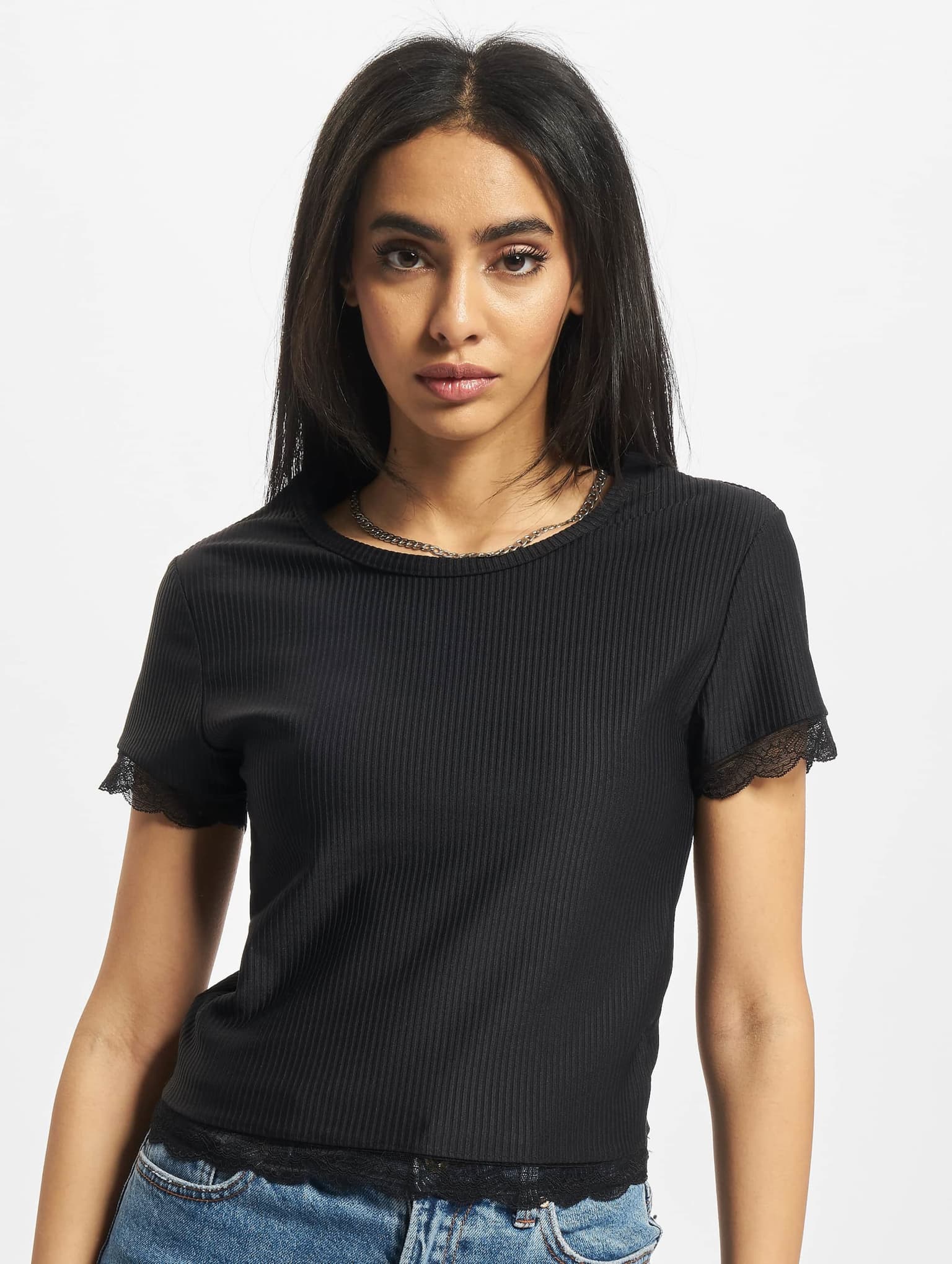 Urban Classics Ladies Cropped Lace Hem Tee – Bild 3