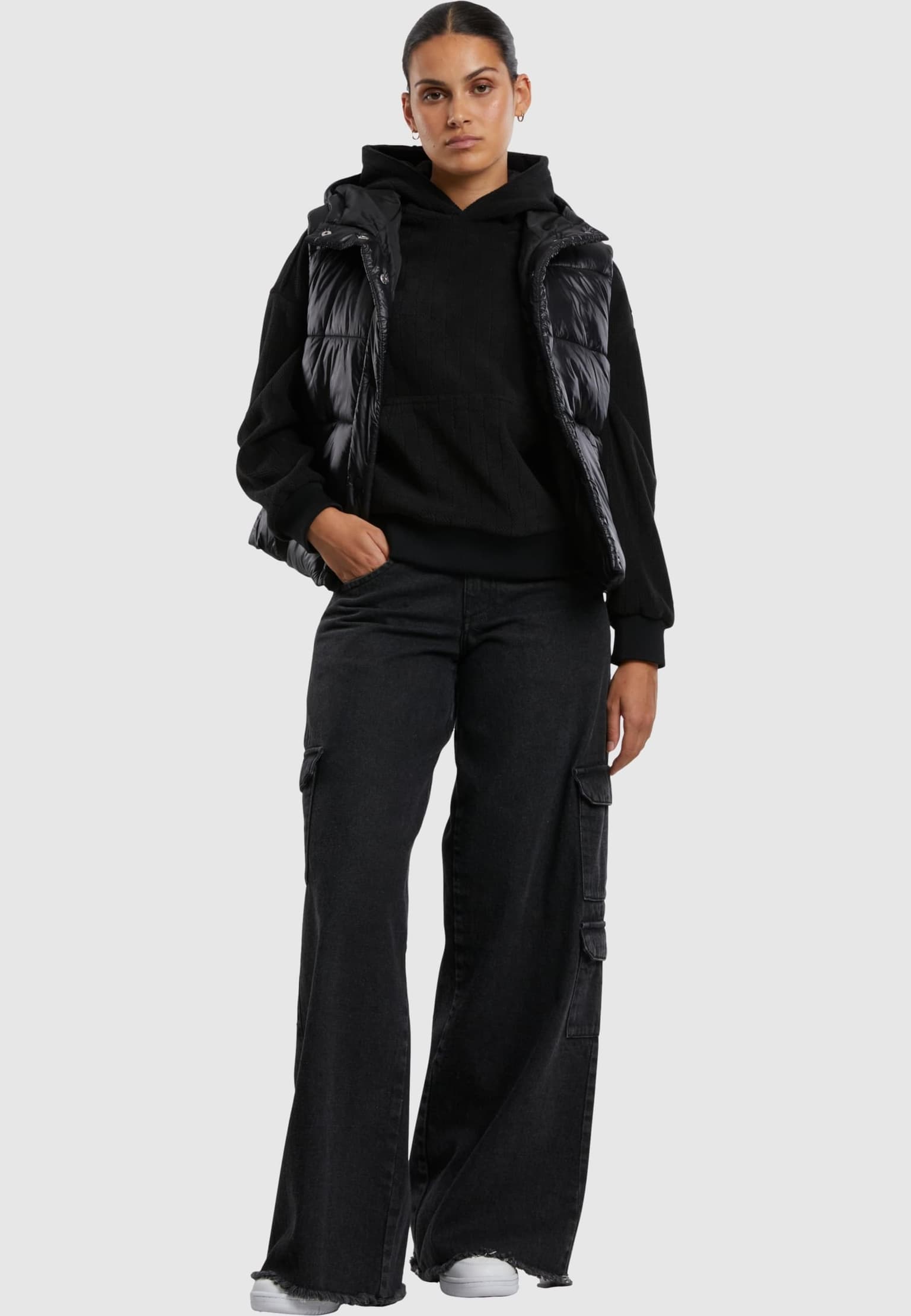 Urban Classics Ladies Jacquard Velvet Oversized Hoodie – Bild 4