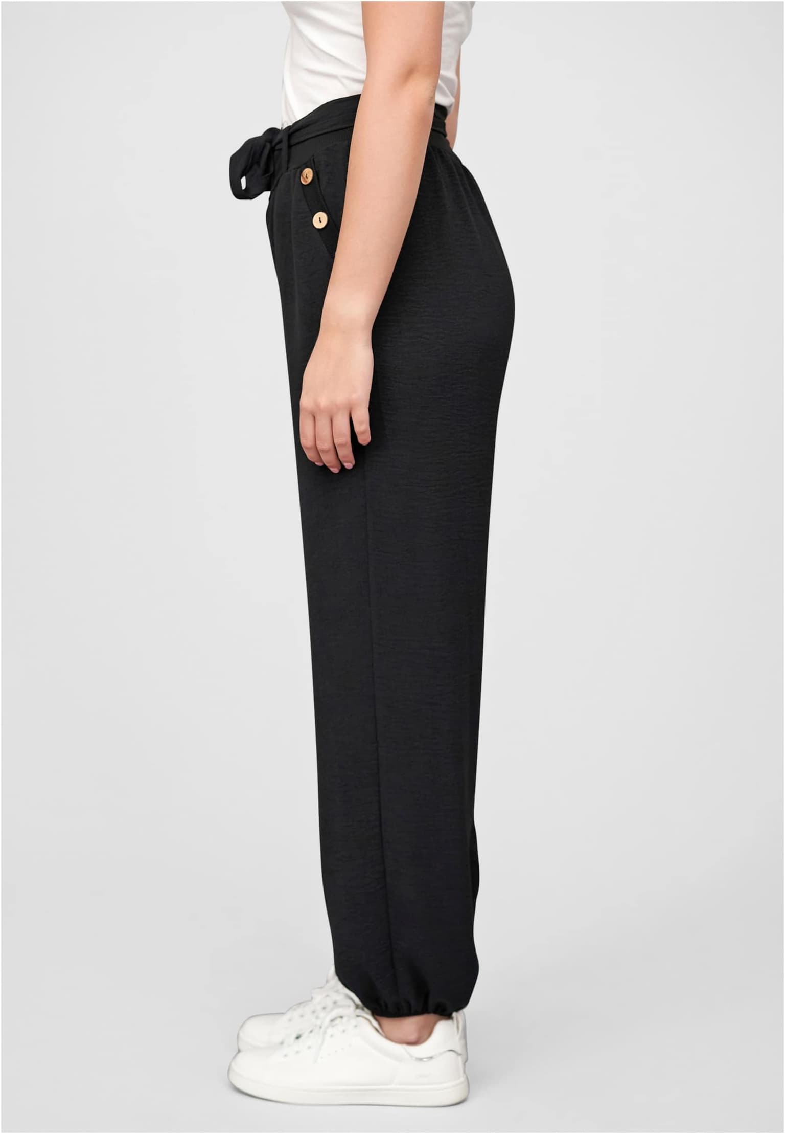 Cloud5ive Damen Sommer Hose Knopfleiste und Bindegürtel 2-Pockets – Bild 3