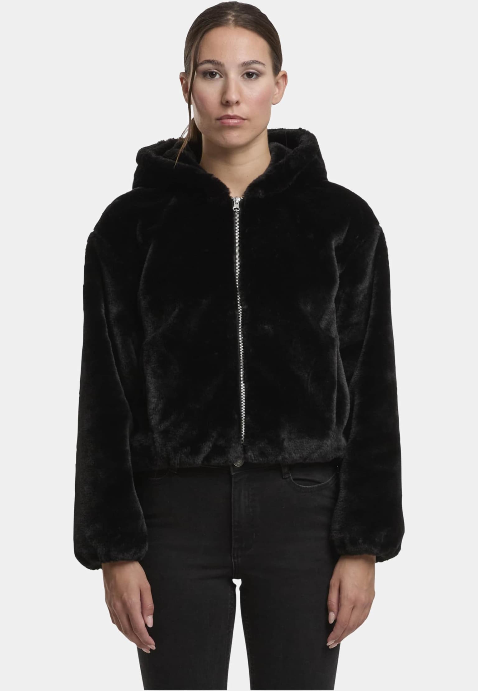 Urban Classics Ladies Full Zip Faux Fur Hoodie – Bild 3