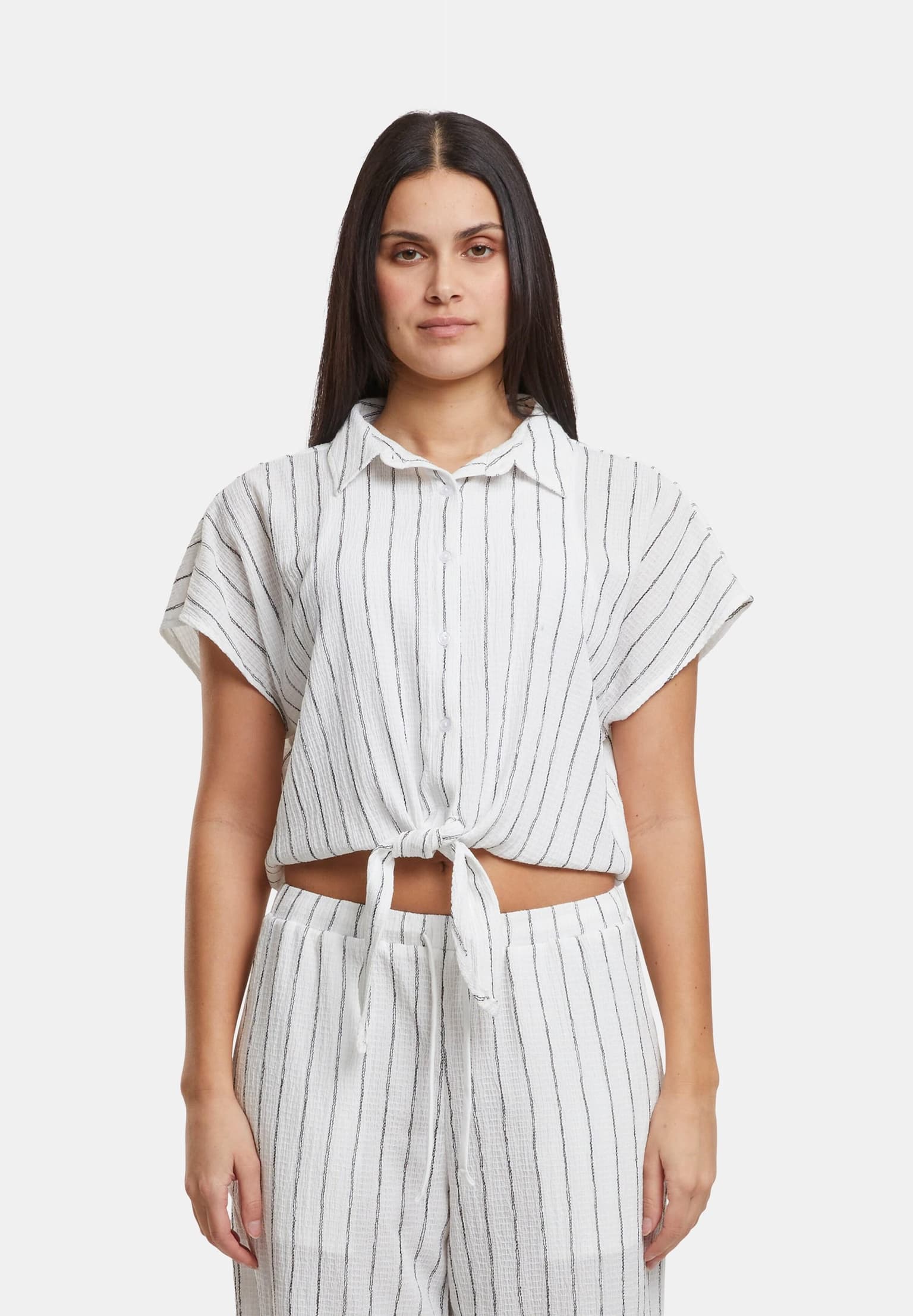 Urban Classics Ladies Structured Striped Tied Blouse – Bild 3