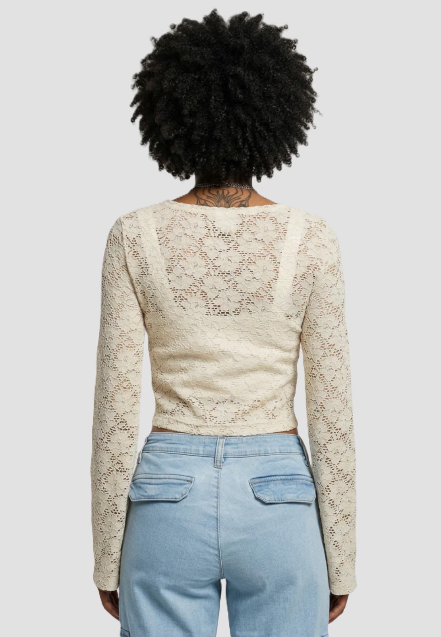 Urban Classics Ladies Cropped Lace Longsleeve – Bild 2