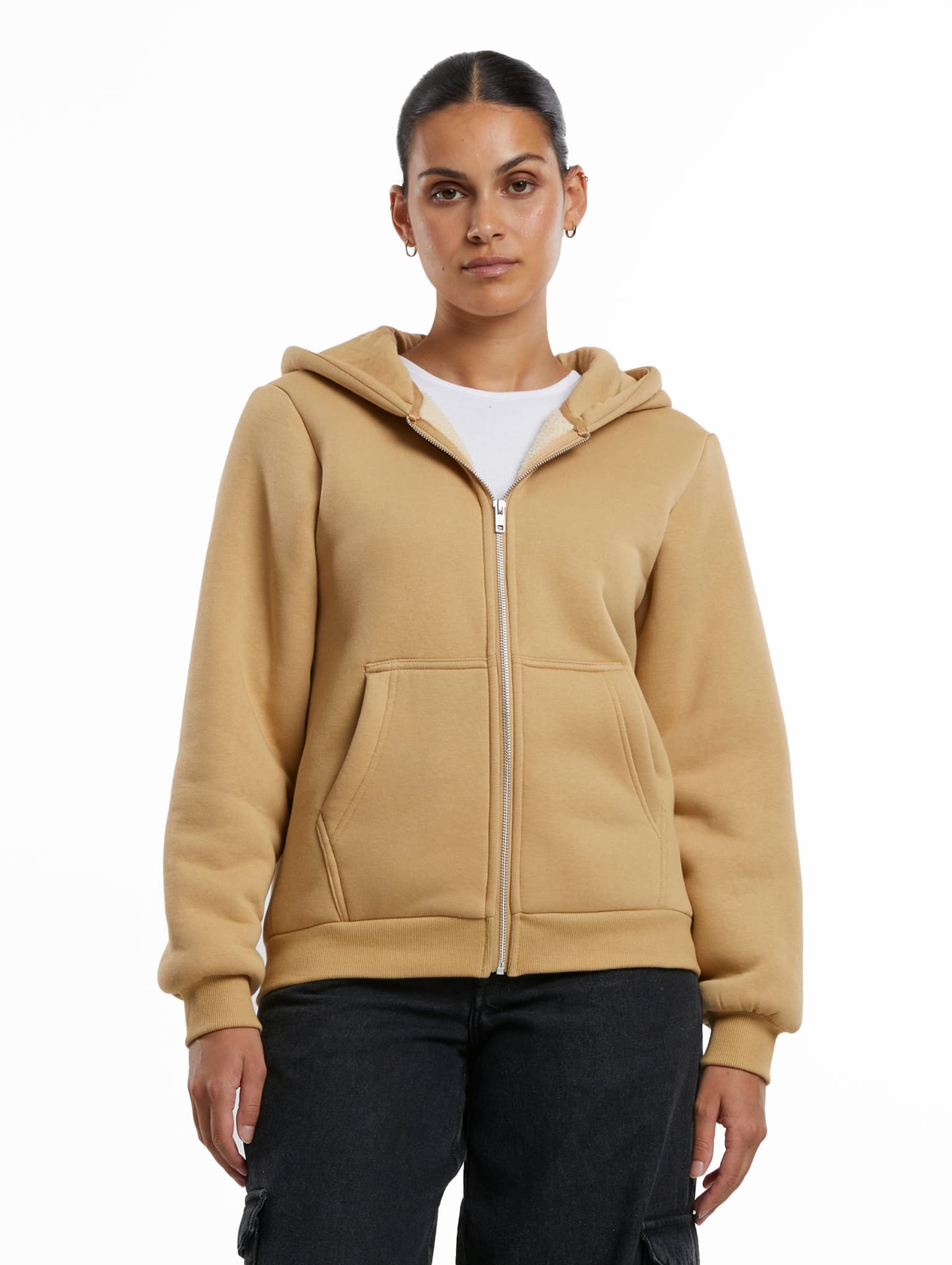 Urban Classics Ladies Bonded Sherpa Zip Hoody – Bild 2