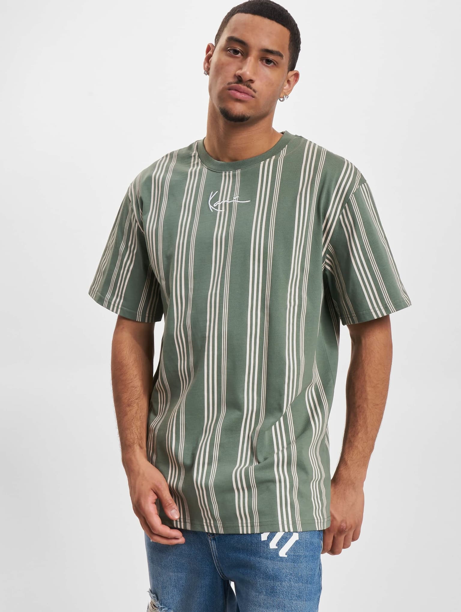 Karl Kani KM233-025-1 KK Small Signature Striped Tee
