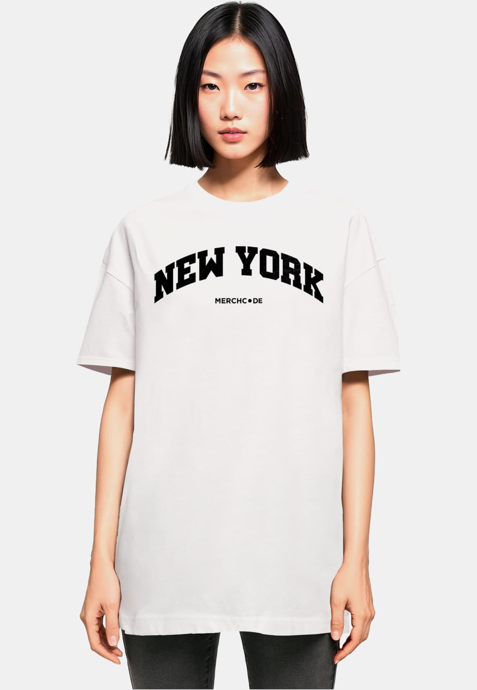 Merchcode Ladies New York Wording - Oversized Boyfriend Tee