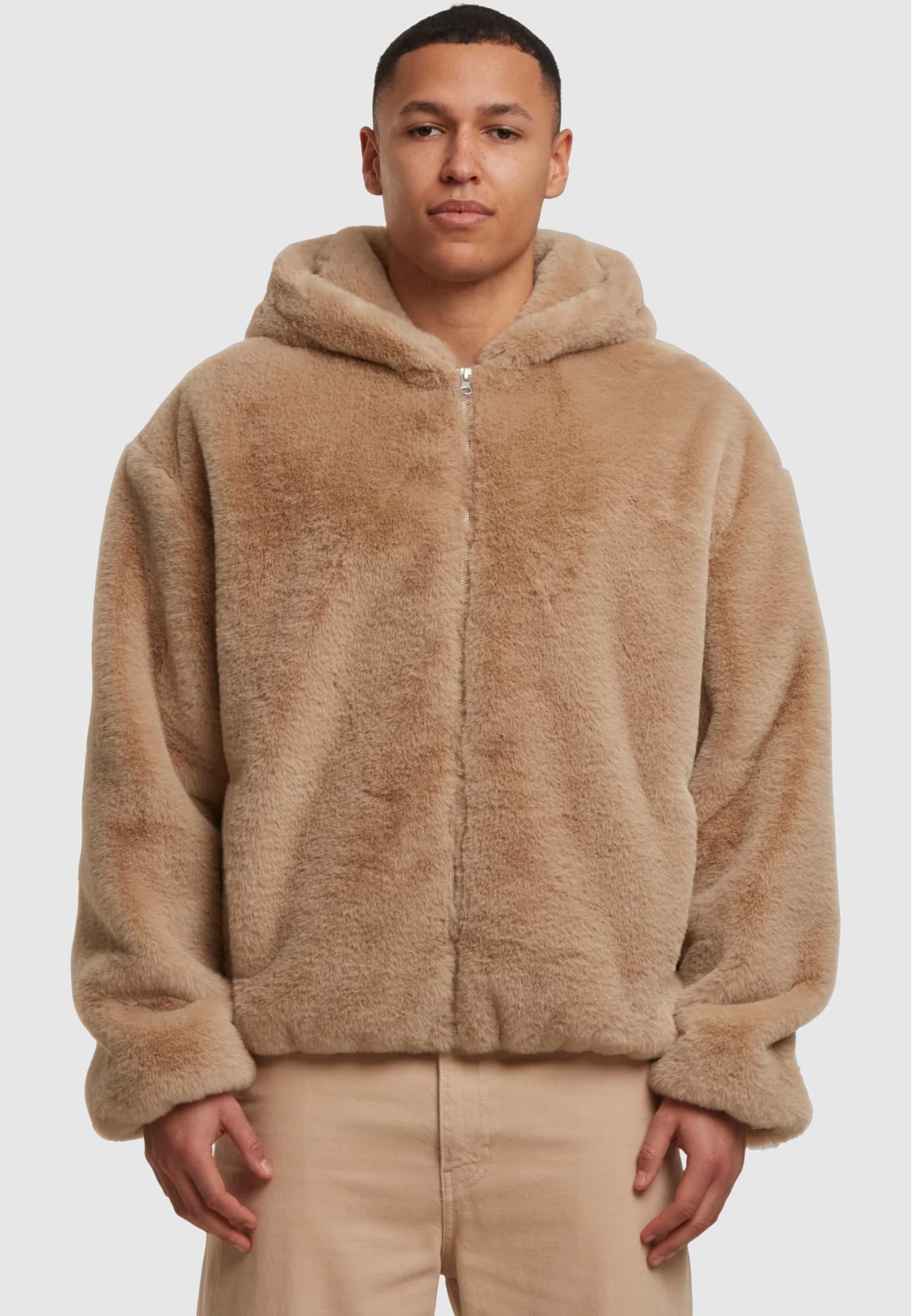 Urban Classics Full Zip Faux Fur Hoodie – Bild 3