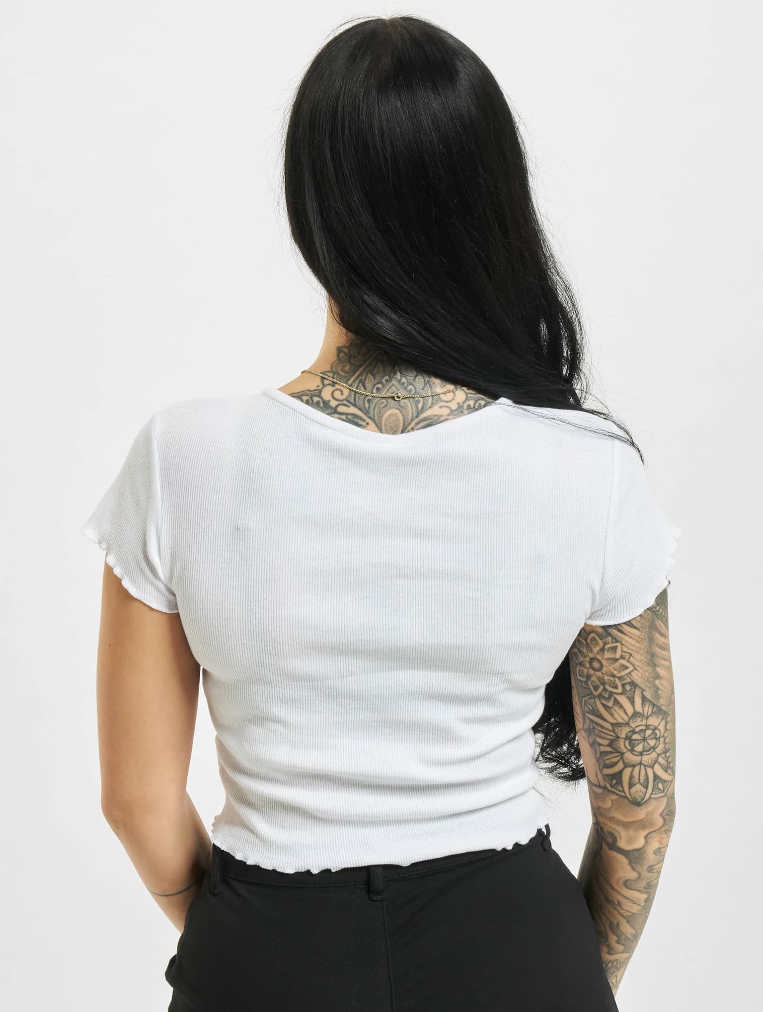 Urban Classics Ladies Cropped Button Up Rib Tee – Bild 2