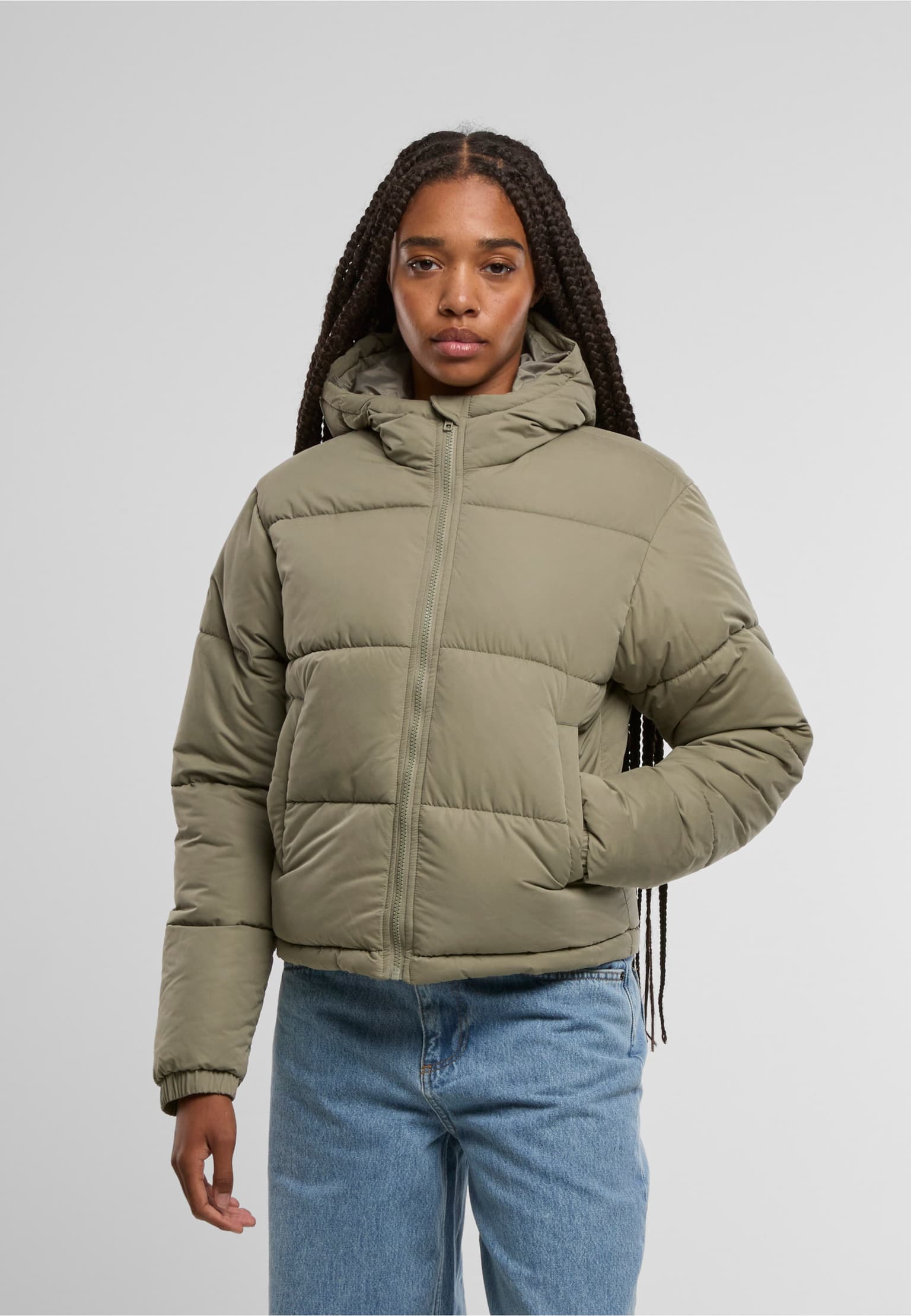 Urban Classics Ladies Peached Puffer Jacket With Hood