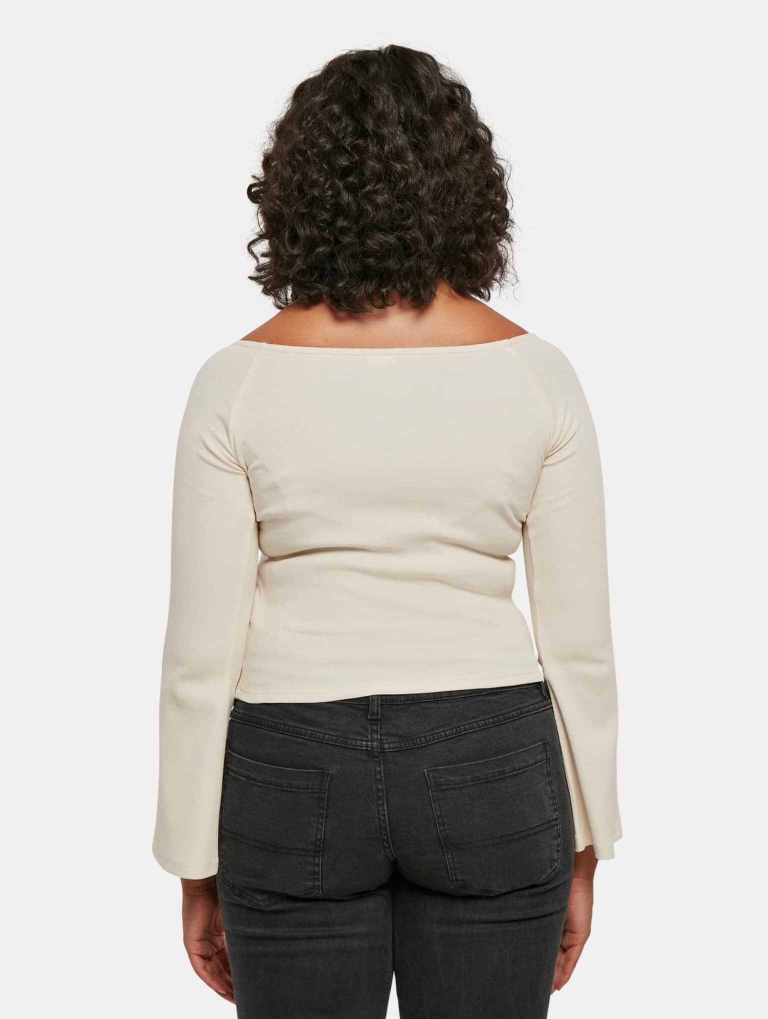 Urban Classics Ladies Short Rib Wide V-Neck Longsleeve – Bild 2