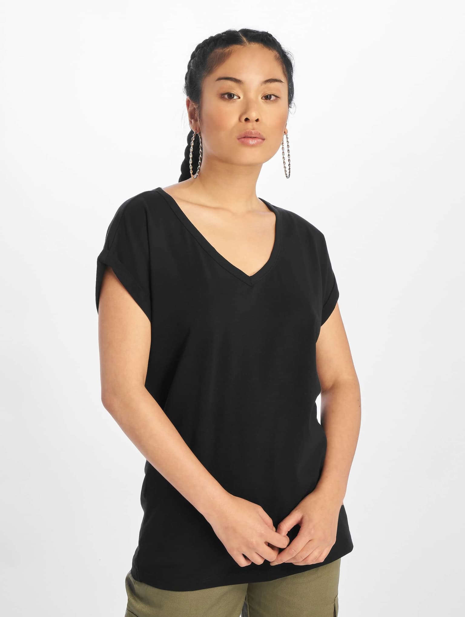 Urban Classics Ladies Round V-Neck Extended Shoulder Tee – Bild 3