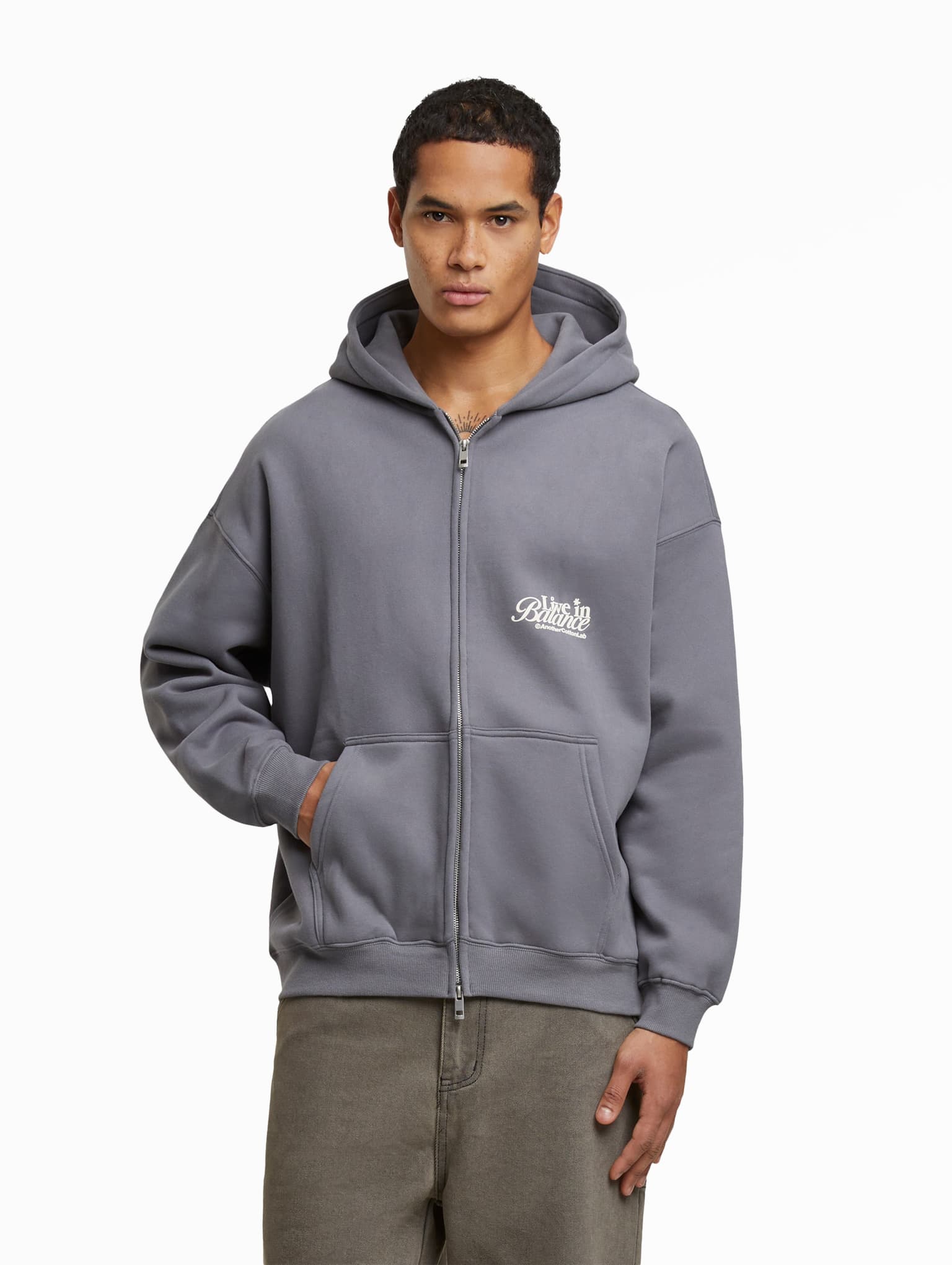 Another Cotton Lab Live in Balance Heavy Oversized Zip Hoodie – Bild 2