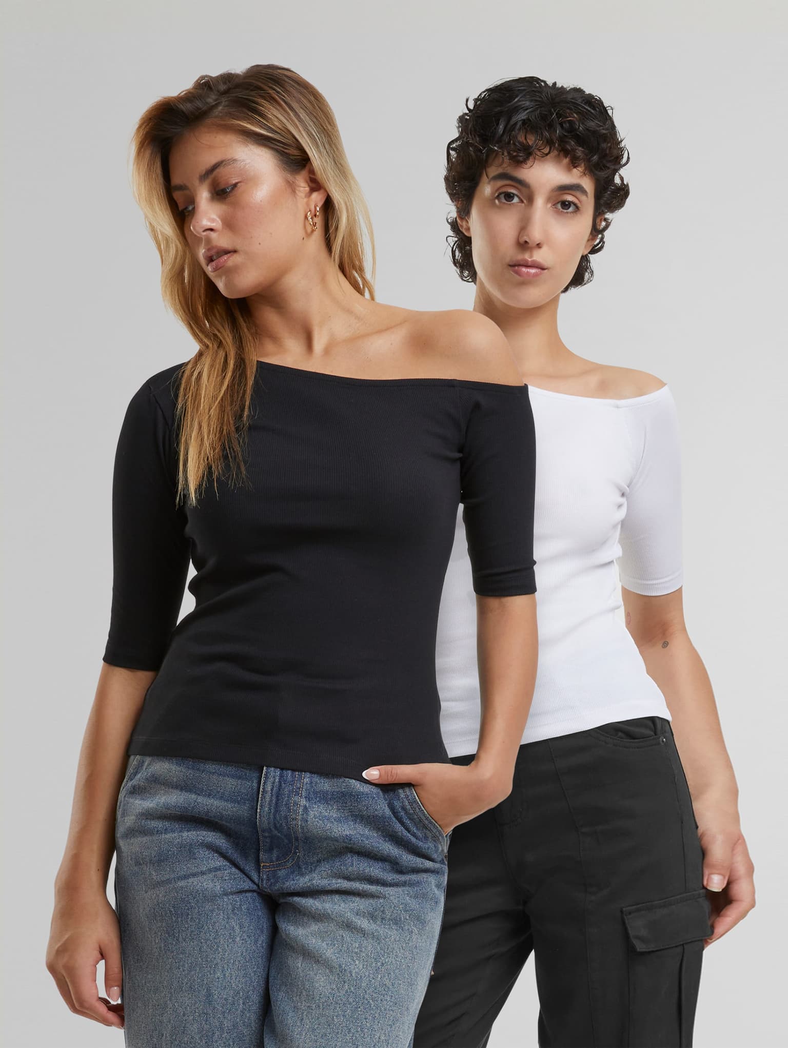Urban Classics Ladies Essentials Asymmetric Rib Tee 2-Pack
