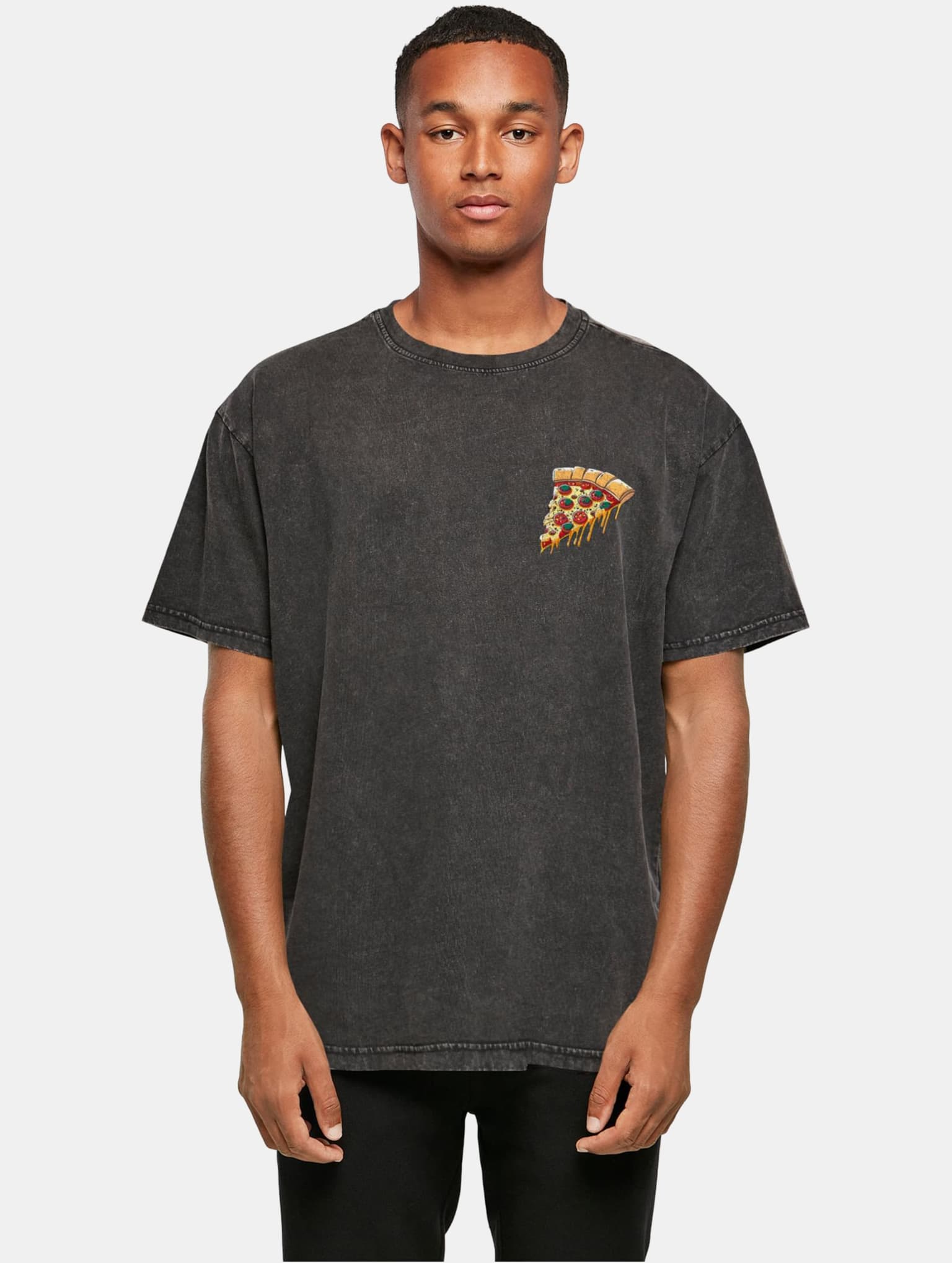 Merchcode POD Pizza Comic Acid Washed Oversized Tee