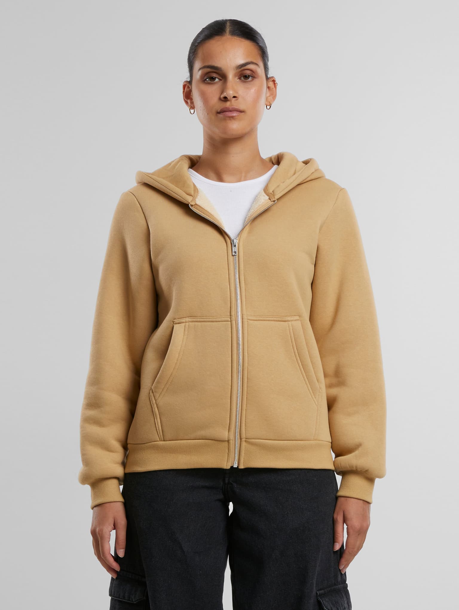 Urban Classics Ladies Bonded Sherpa Zip Hoody – Bild 4