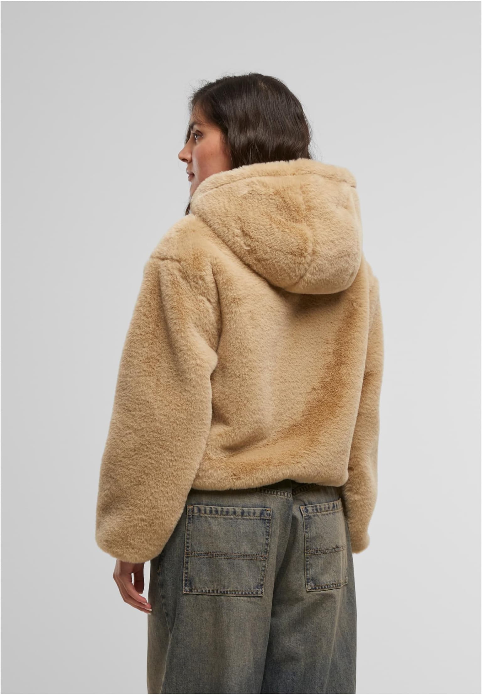 Urban Classics Ladies Full Zip Faux Fur Hoodie – Bild 2