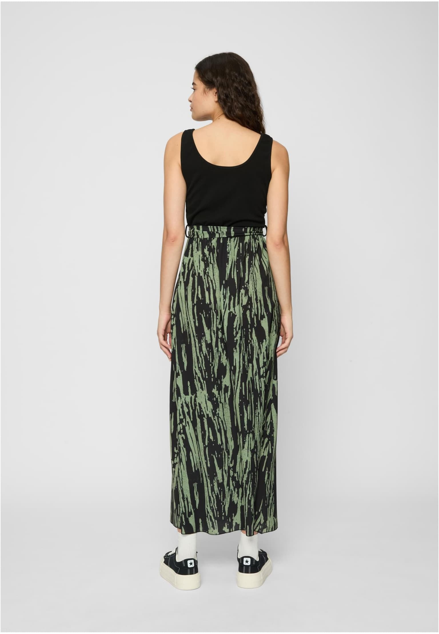 Cloud5ive Damen 2-Tone Kleid mit Bindegürtel und Abstrakt Print – Bild 2