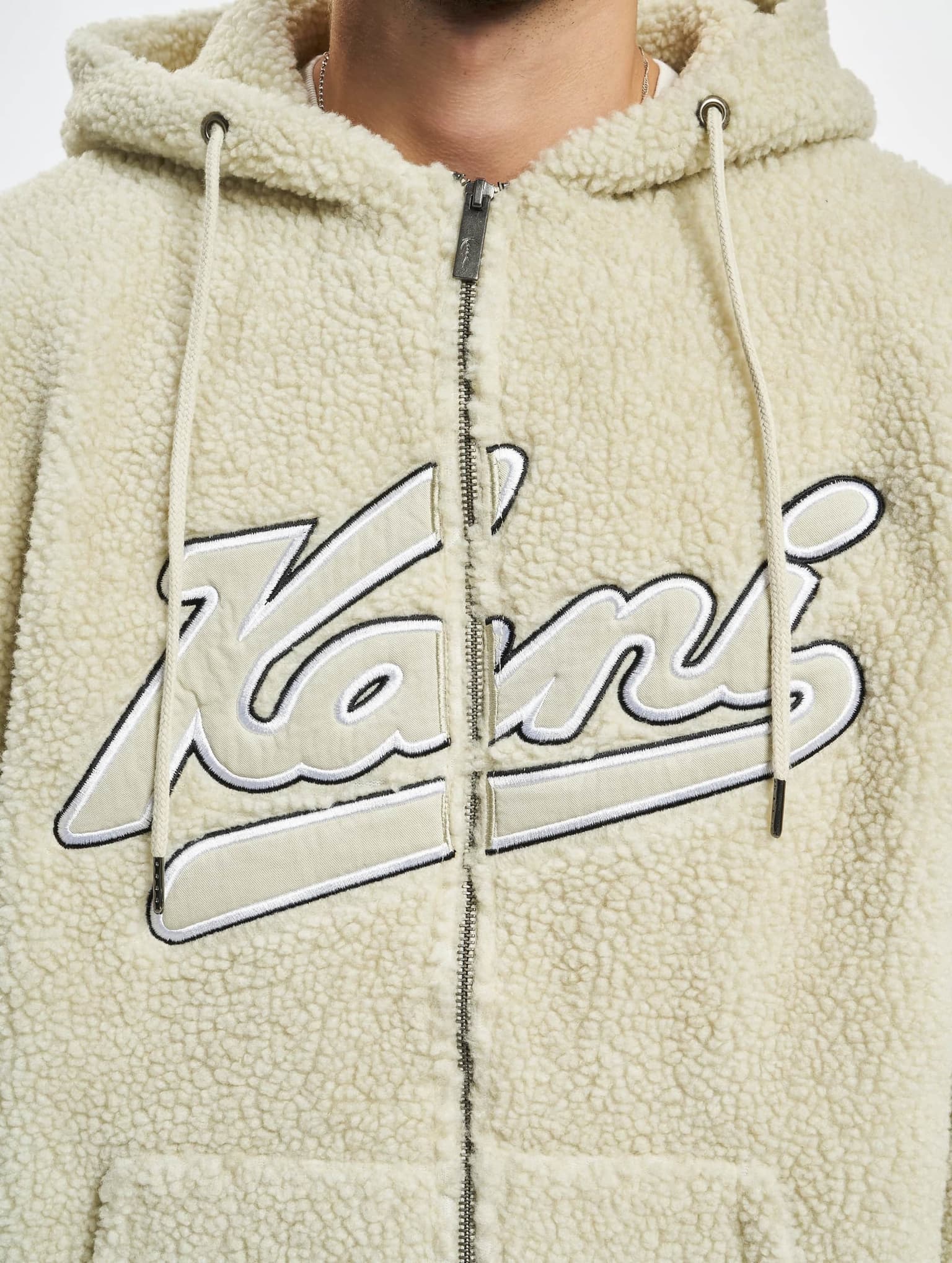 Karl Kani KM223-001-2 Varsity OS Teddy Zip Hoodie cream – Bild 4