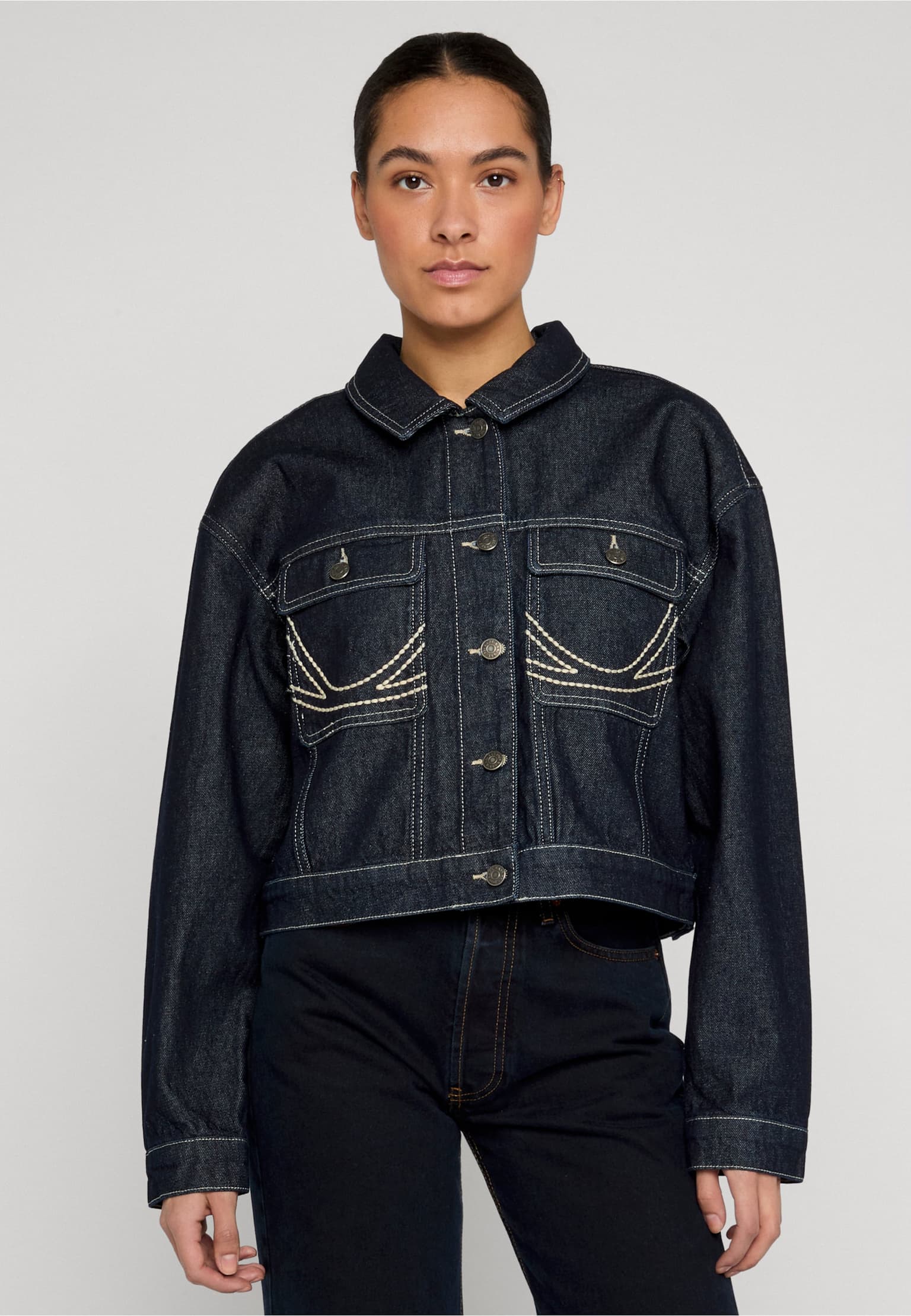 Karl Kani Rinsed Cropped Denim Jacket