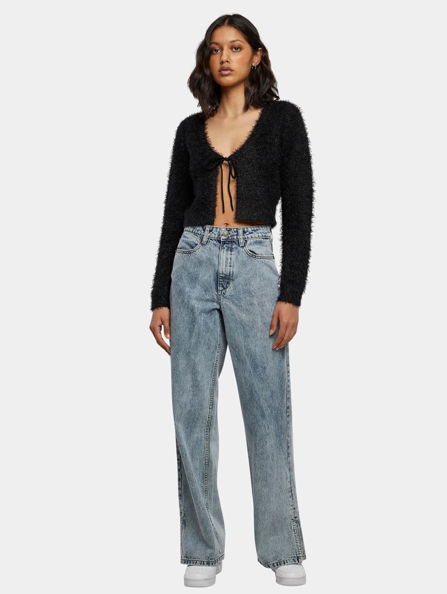 Urban Classics Ladies Tied Cropped Feather Cardigan – Bild 4