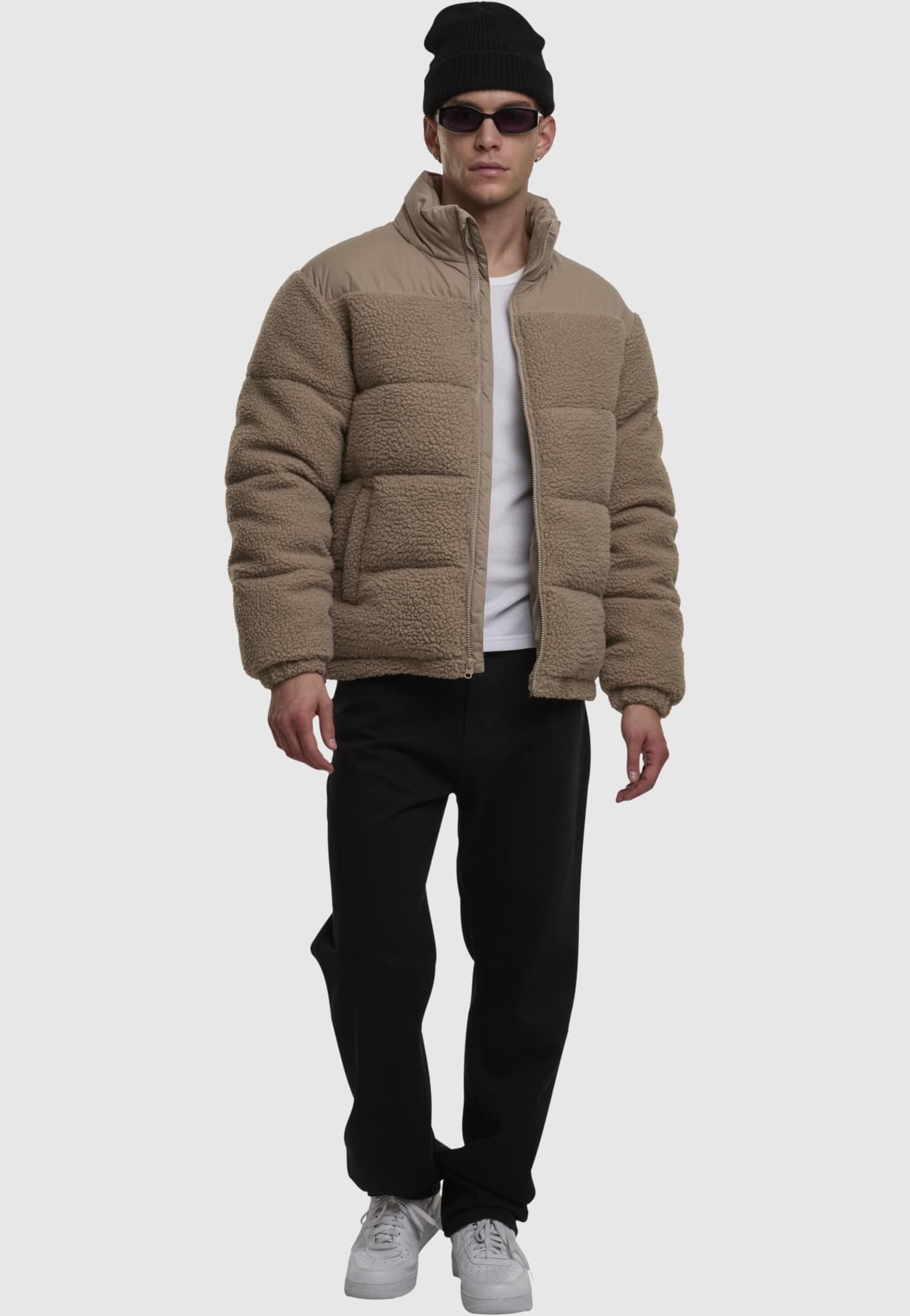 Urban Classics Fabric Mix Teddy Puffer Jacket – Bild 4