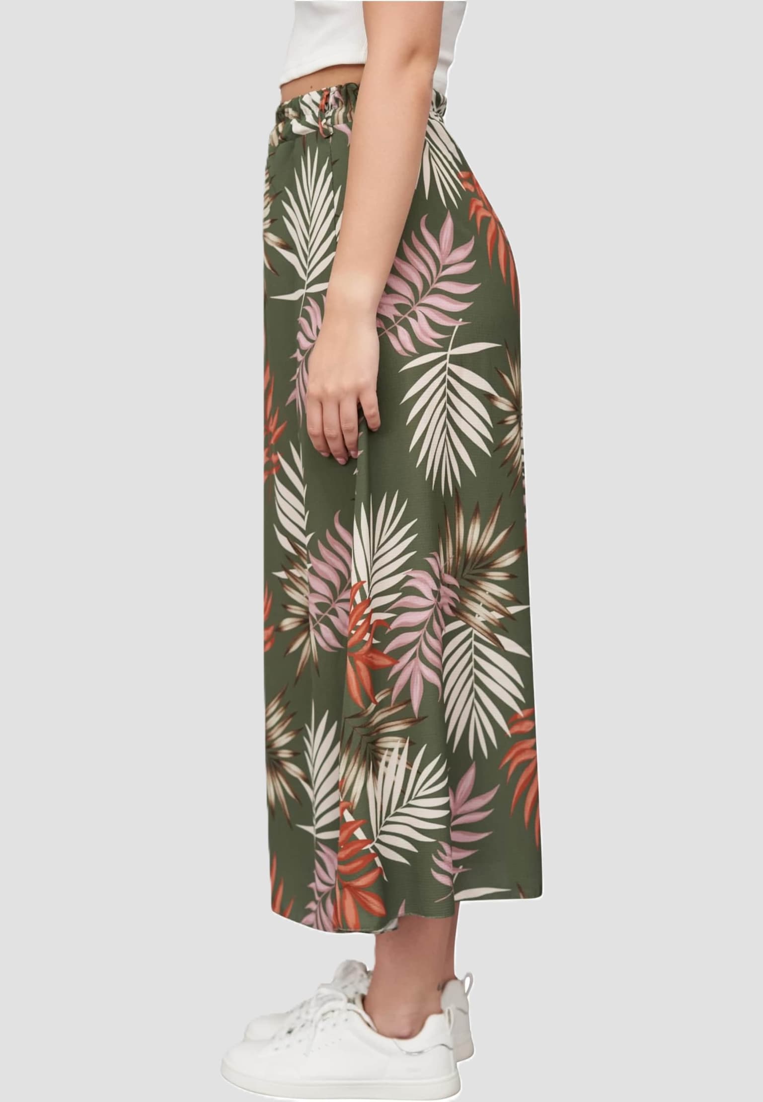 Cloud5ive Damen Longform Rock mit Allover Blätter Print