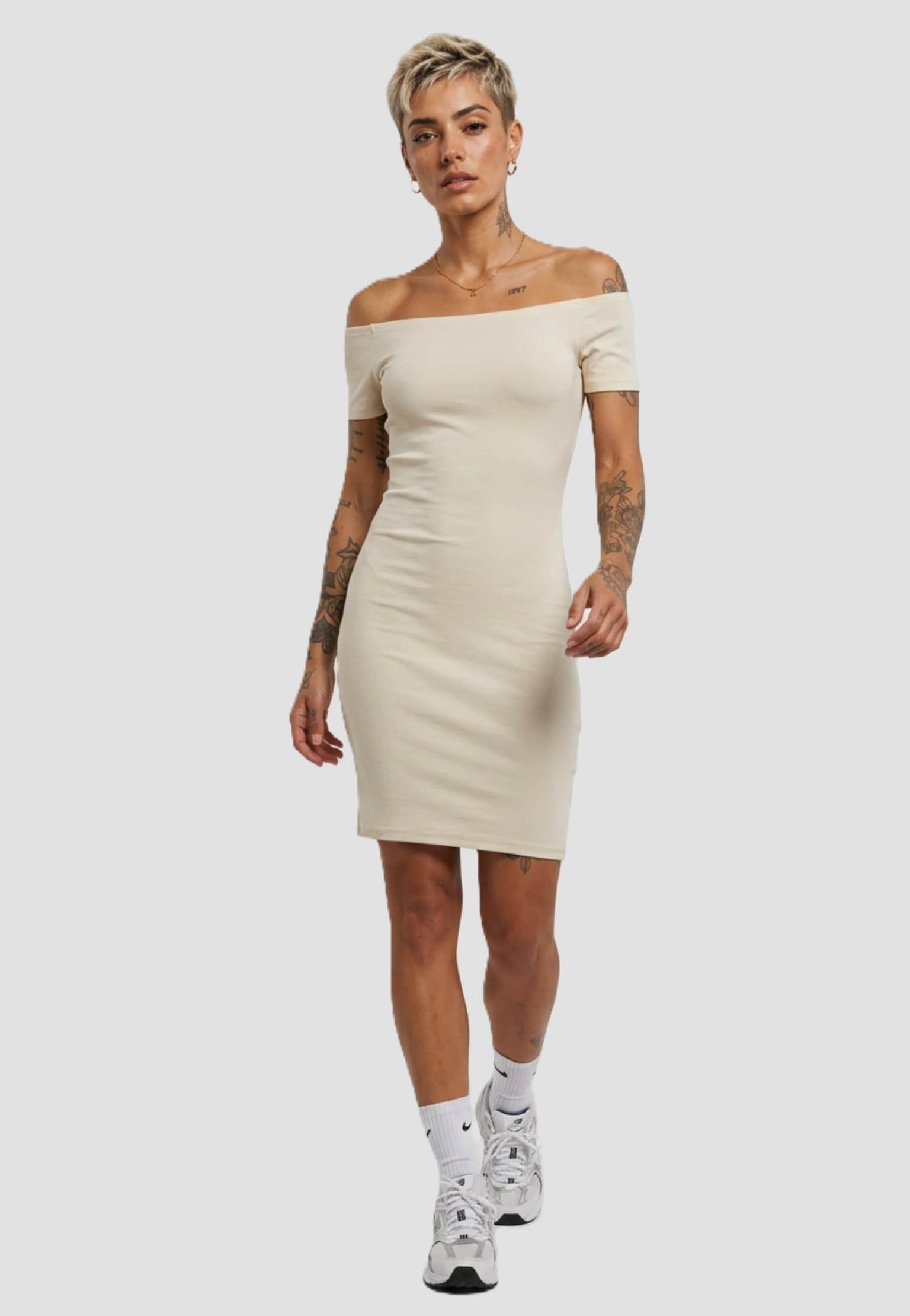 Urban Classics Off Shoulder Rib Kleid