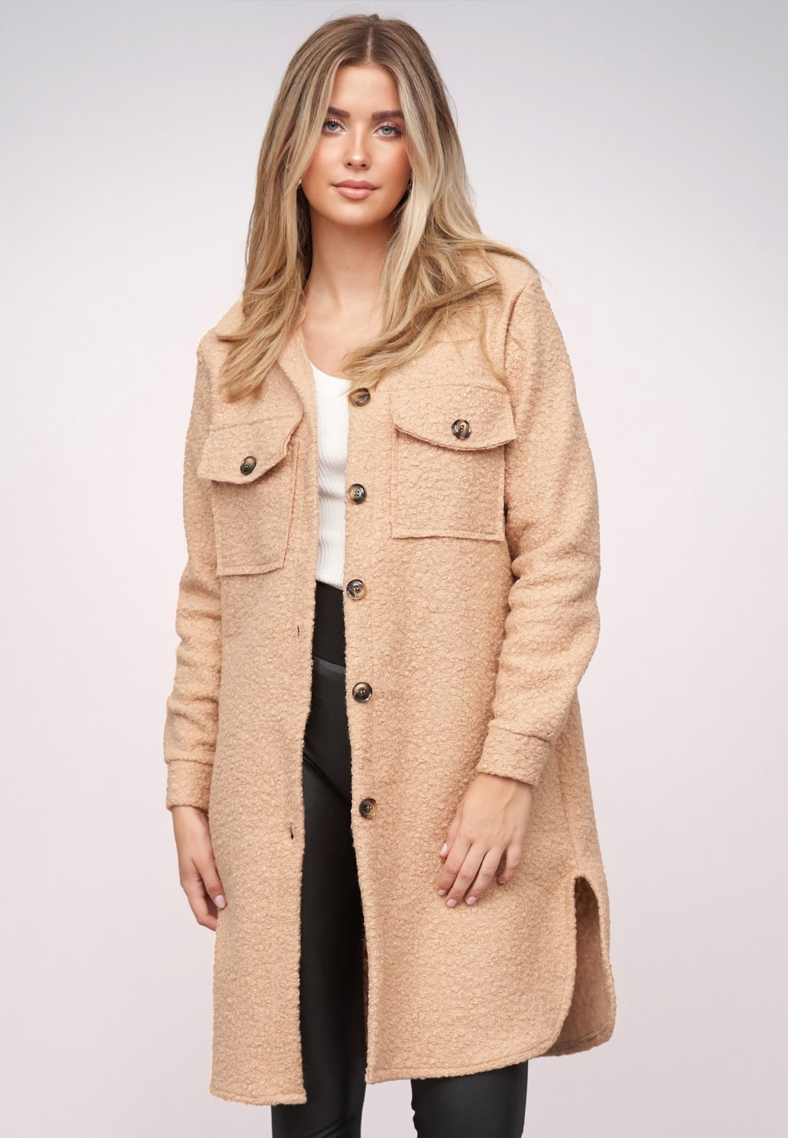Cloud5ive Teddy Coat with buttons and chest pockets