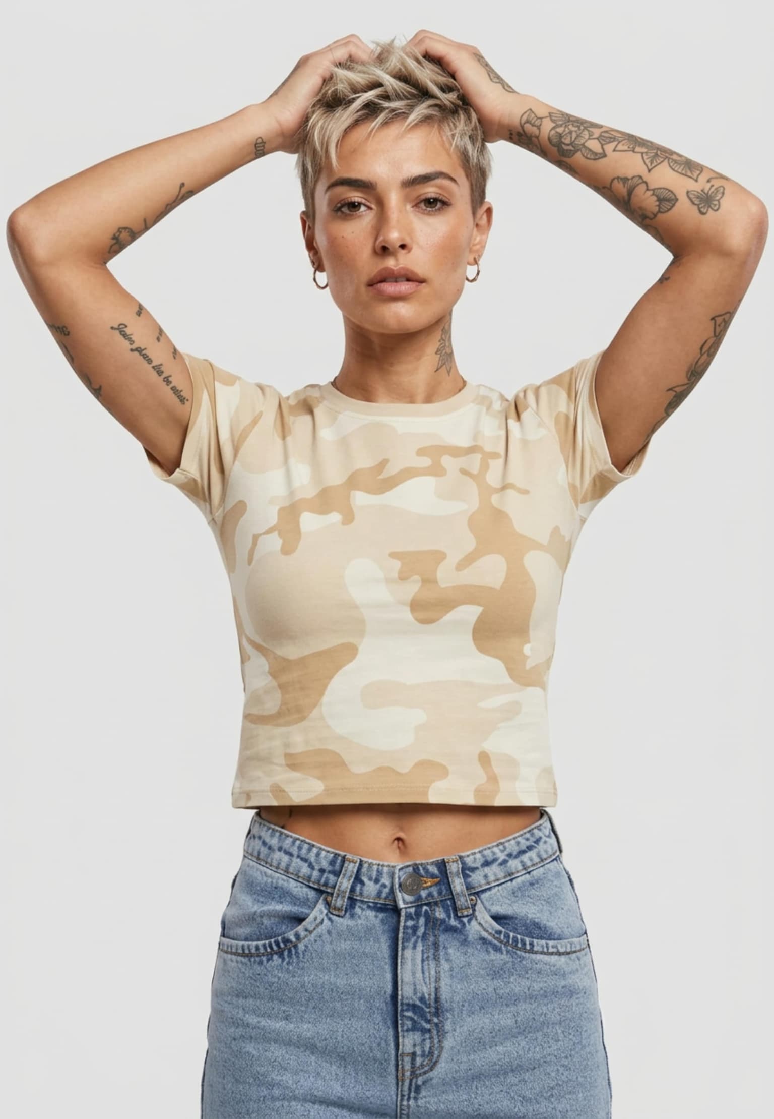 Urban Classics Ladies Cropped Camo T-Shirt