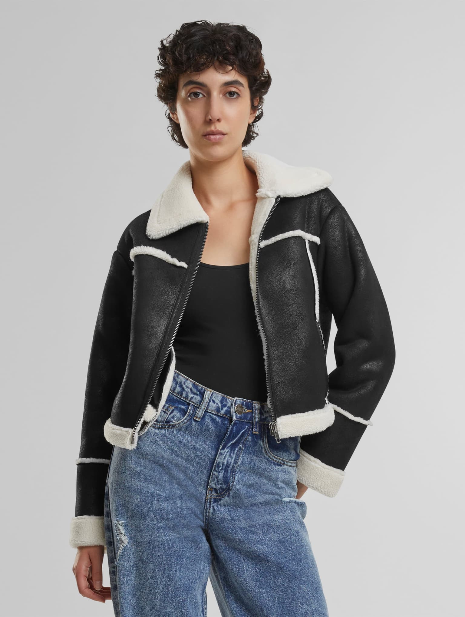 Urban Classics Ladies Shearling Übergangsjacke