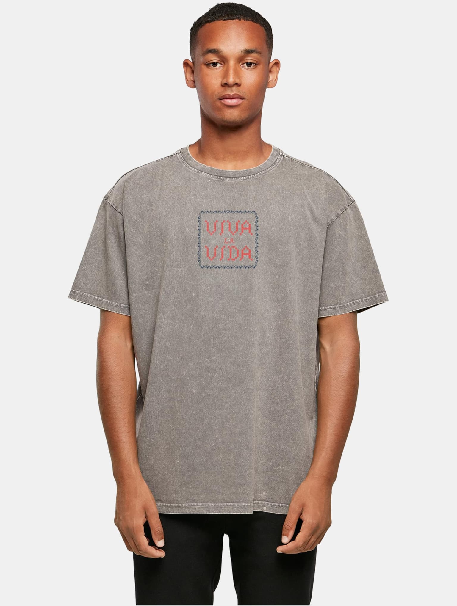 Merchcode POD Frida Kahlo - Pixels viva la vida Acid Washed Heavy Oversize Tee