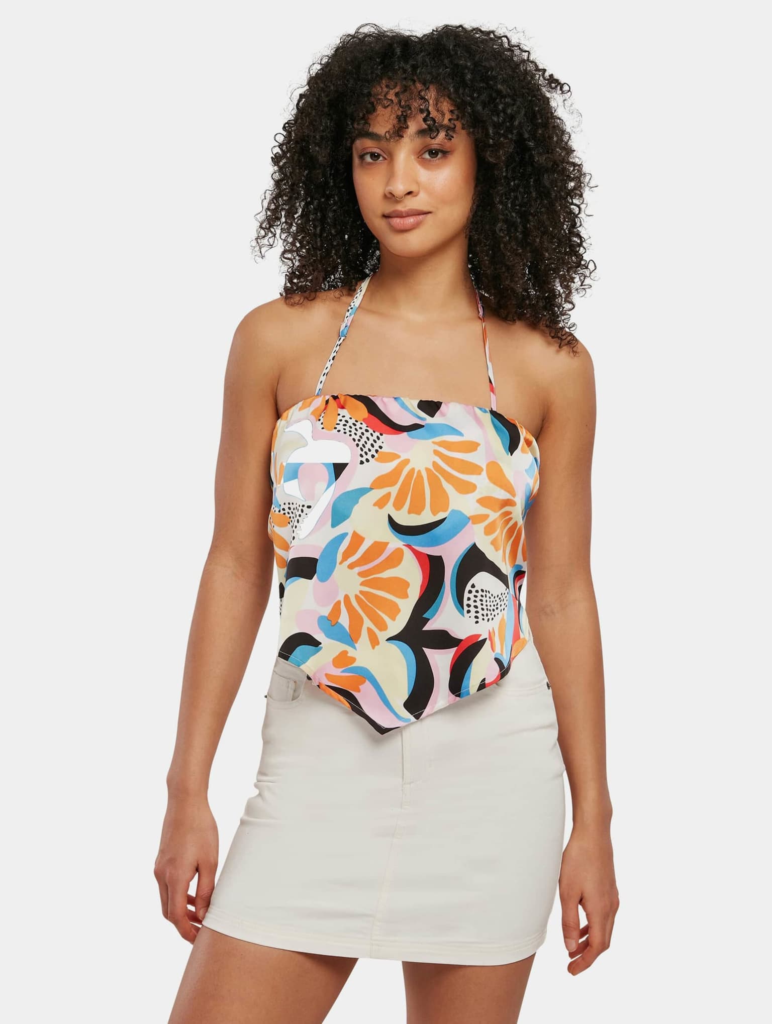 Urban Classics Ladies Cropped AOP Satin Triangle Top