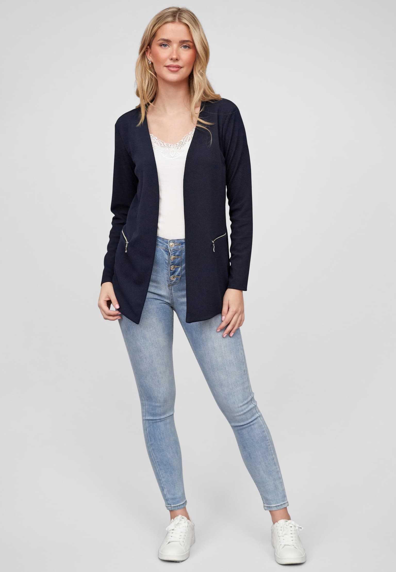 Cloud5ive Damen Blazer mit 2-Zip-Pockets u. Strukturstoff – Bild 3
