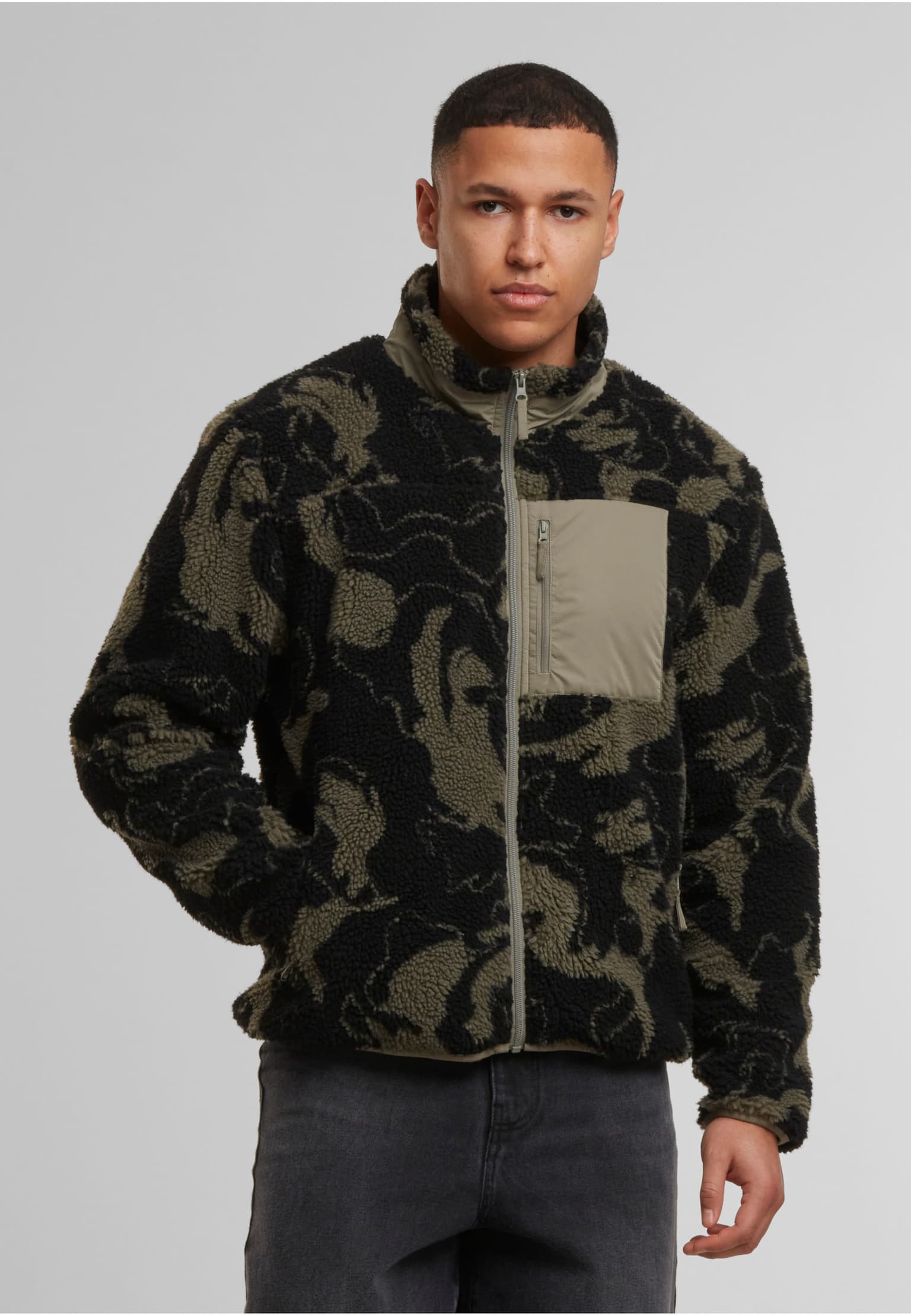 Urban Classics Pattern Teddy Trackjacket