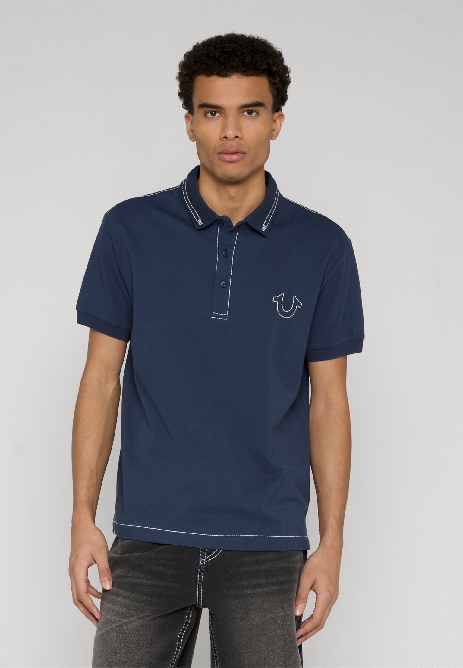 True Religion RELAXED BIG T EMBRO PIQUE POLO